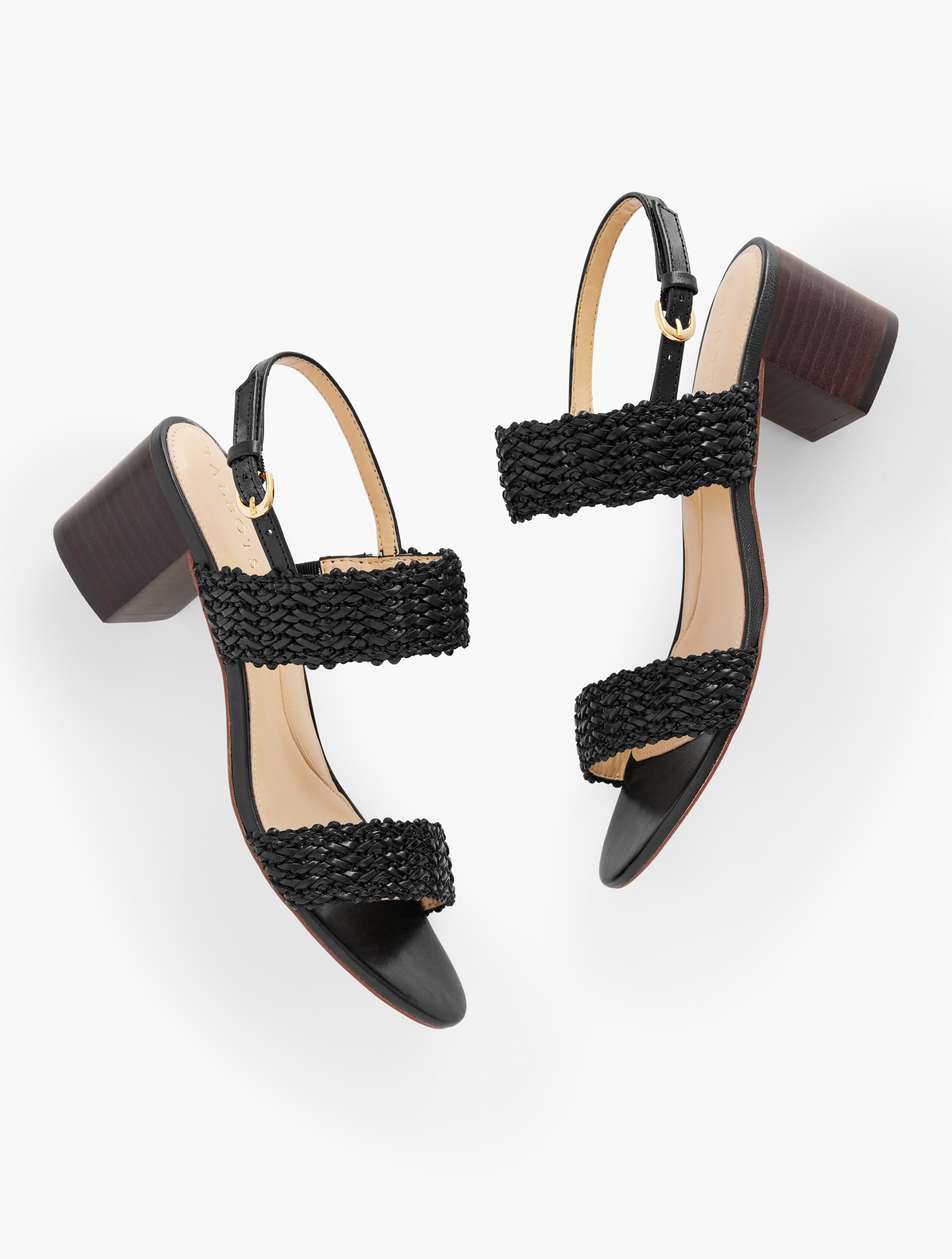 Talbots Mimi Woven Block Heel Sandals - Black - 9m