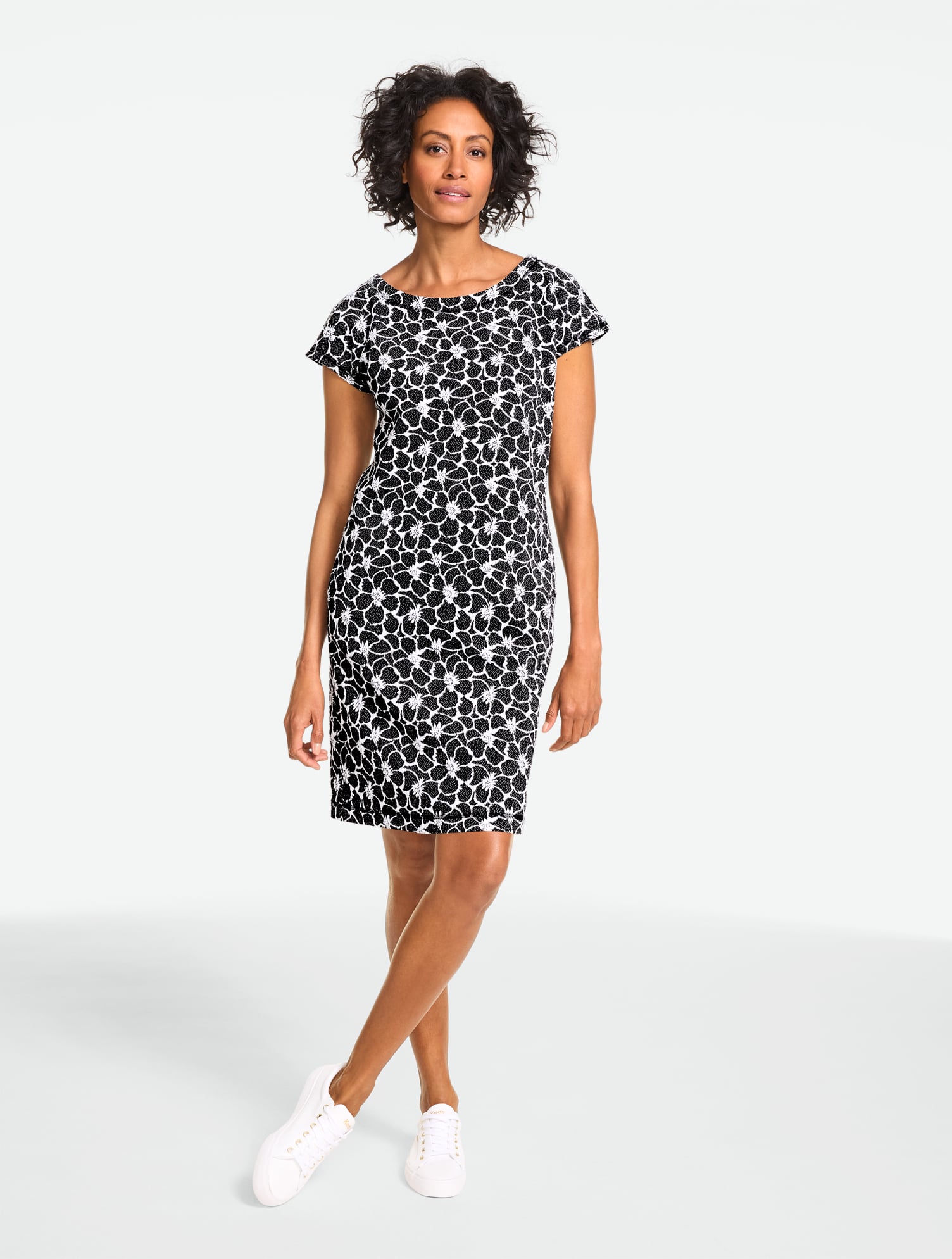 Sunny Floral Jacquard Keyhole Dress | Talbots