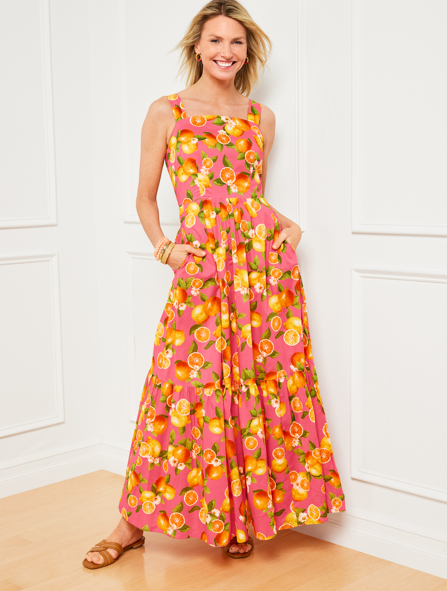 Tiered Maxi Dress Lemons and Oranges Talbots