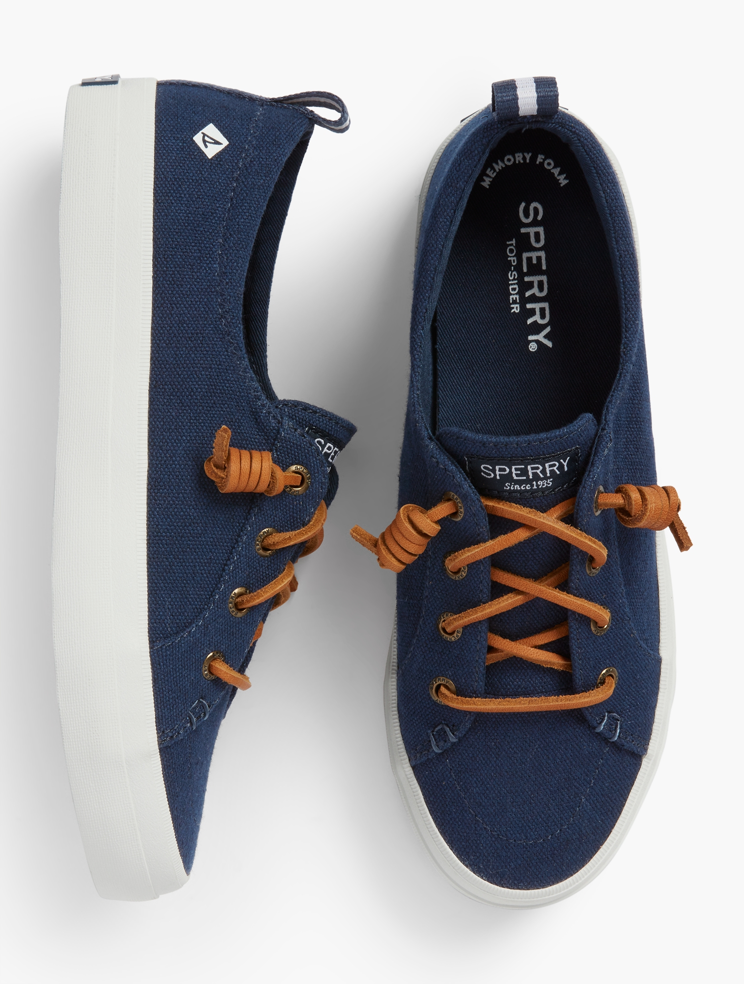 Shop Sperry Crest Vibe Sneakers - Solid - Navy Blue - 9 1/2 M - 100% Cotton Talbots