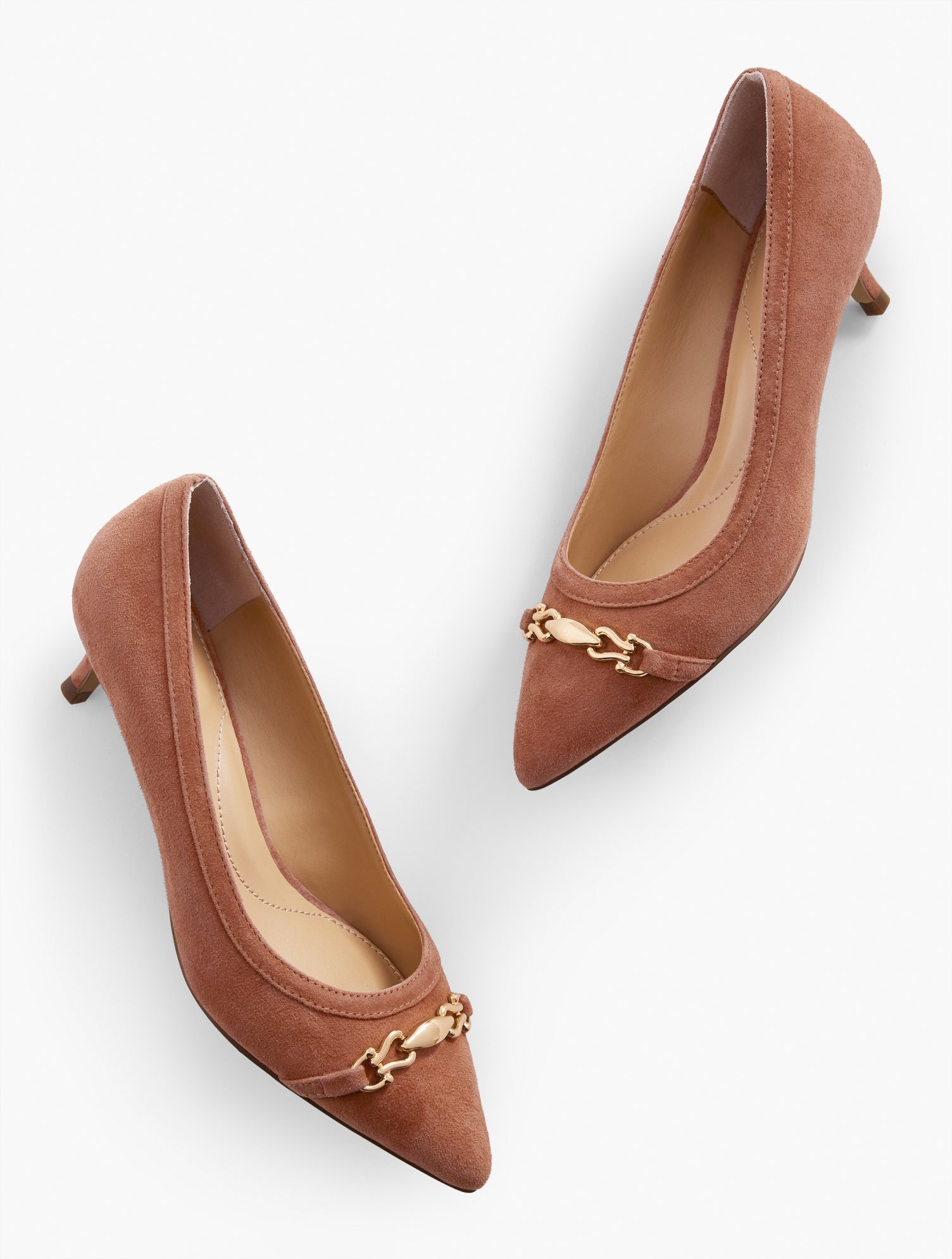 Talbots Sylvie Bit Kitten Heel Pump - Suede - Cognac - 11m