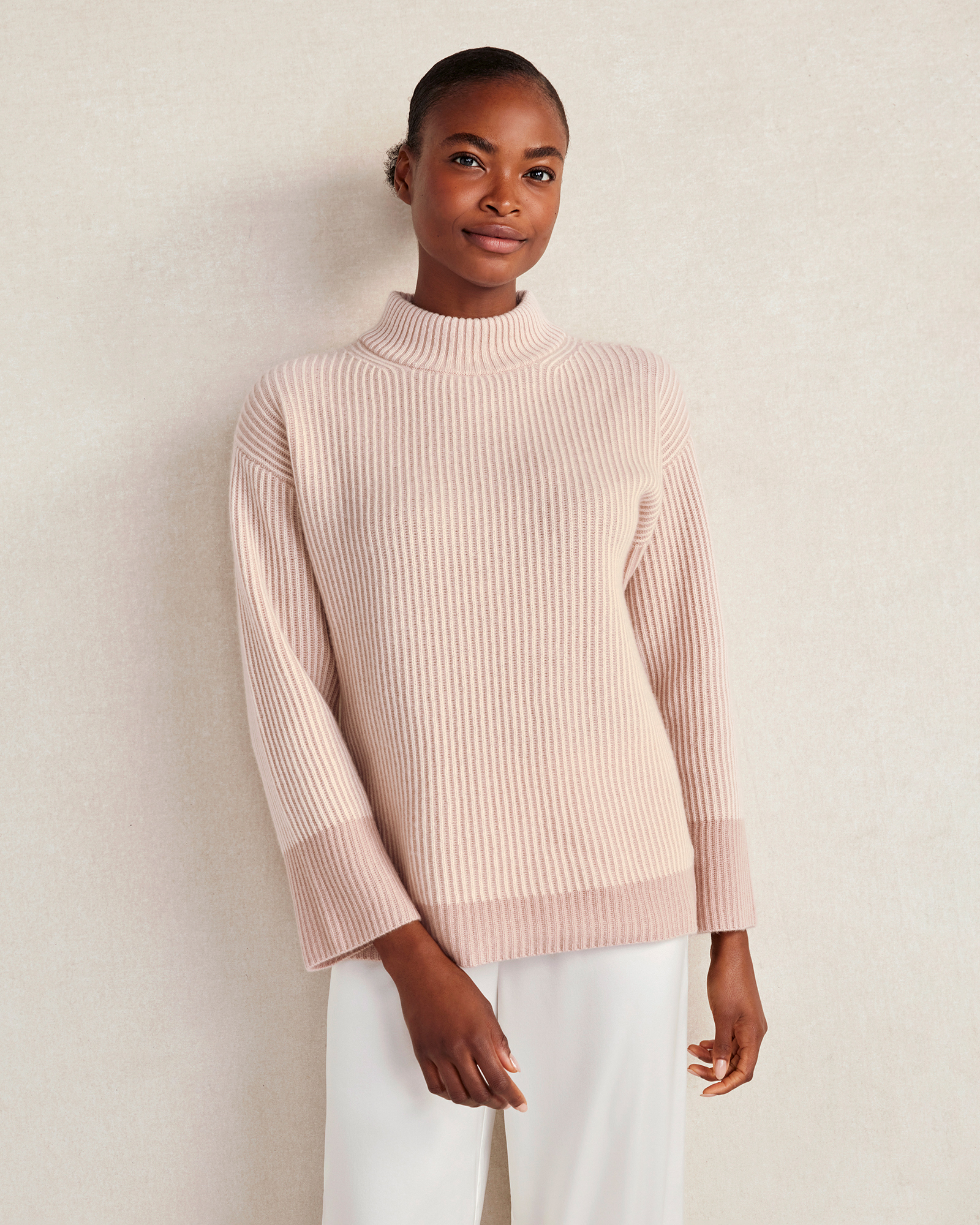 Talbots Recycled Cashmere Shaker Stitch Sweater - French Rose/seashell - Xl  In Neutral