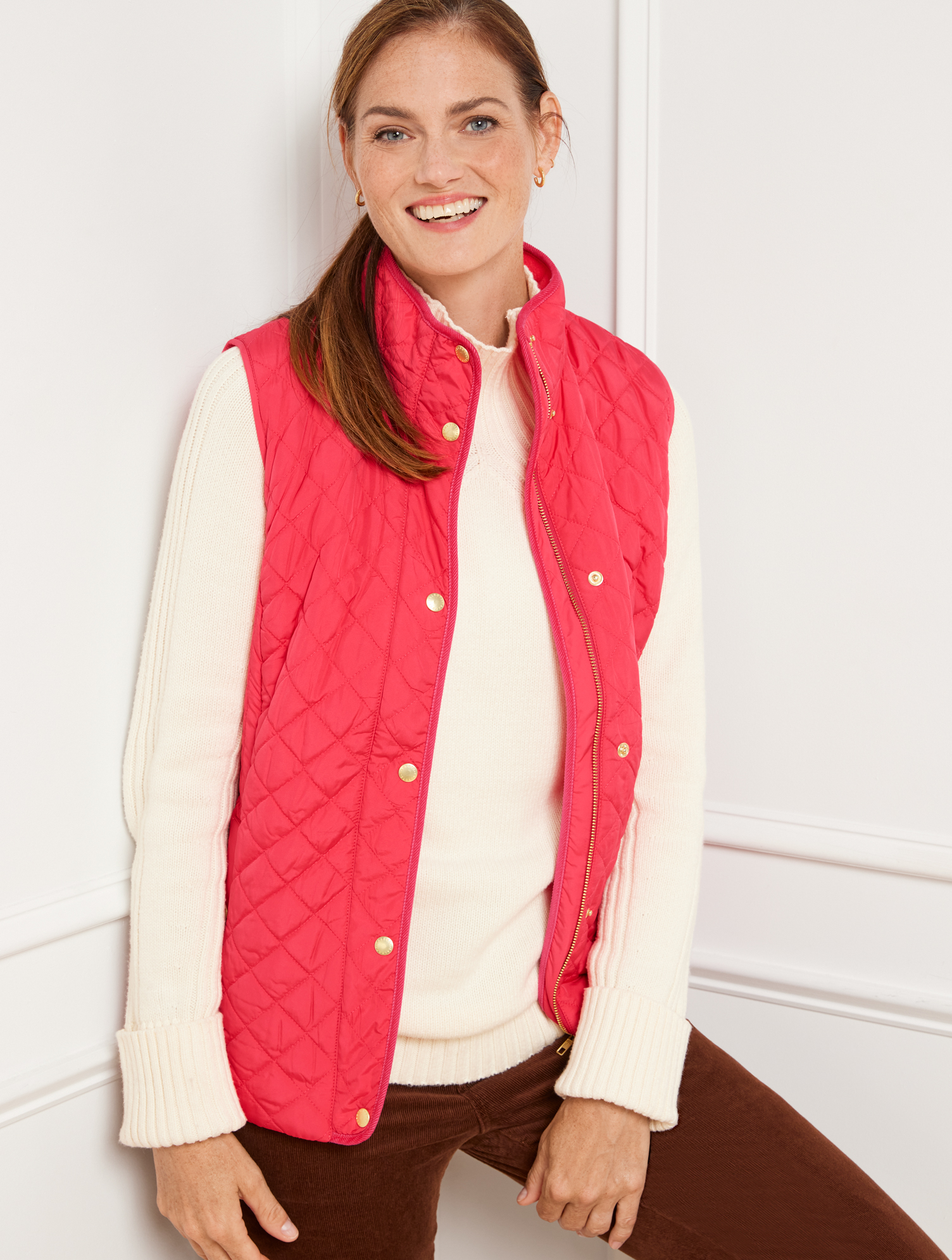 Talbots Quilted Vest - Bright Berry - 3x