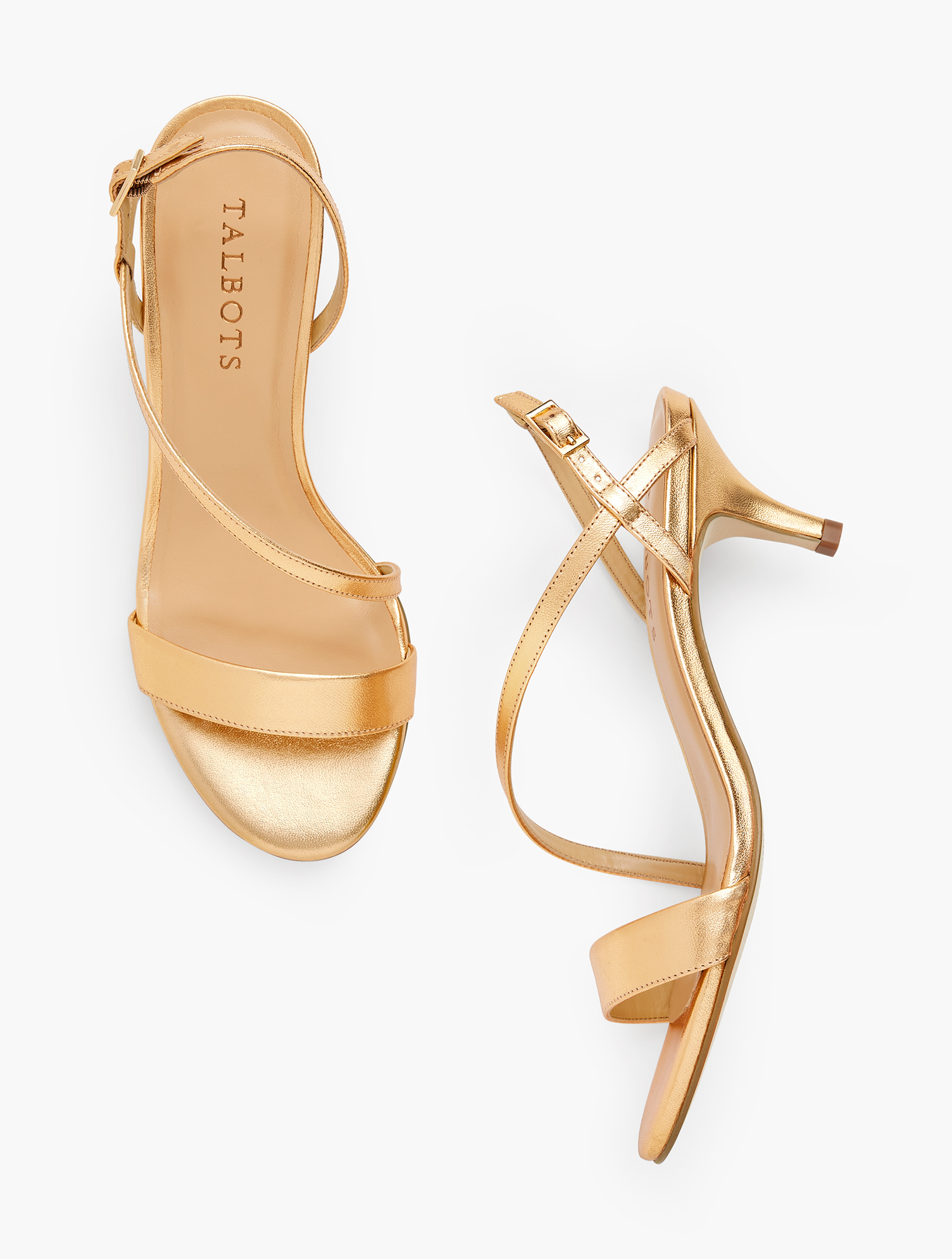 Sandales à Talons Hauts Via Spiga Honour 2 - Or Cuir, Bride Cheville, Taille 10