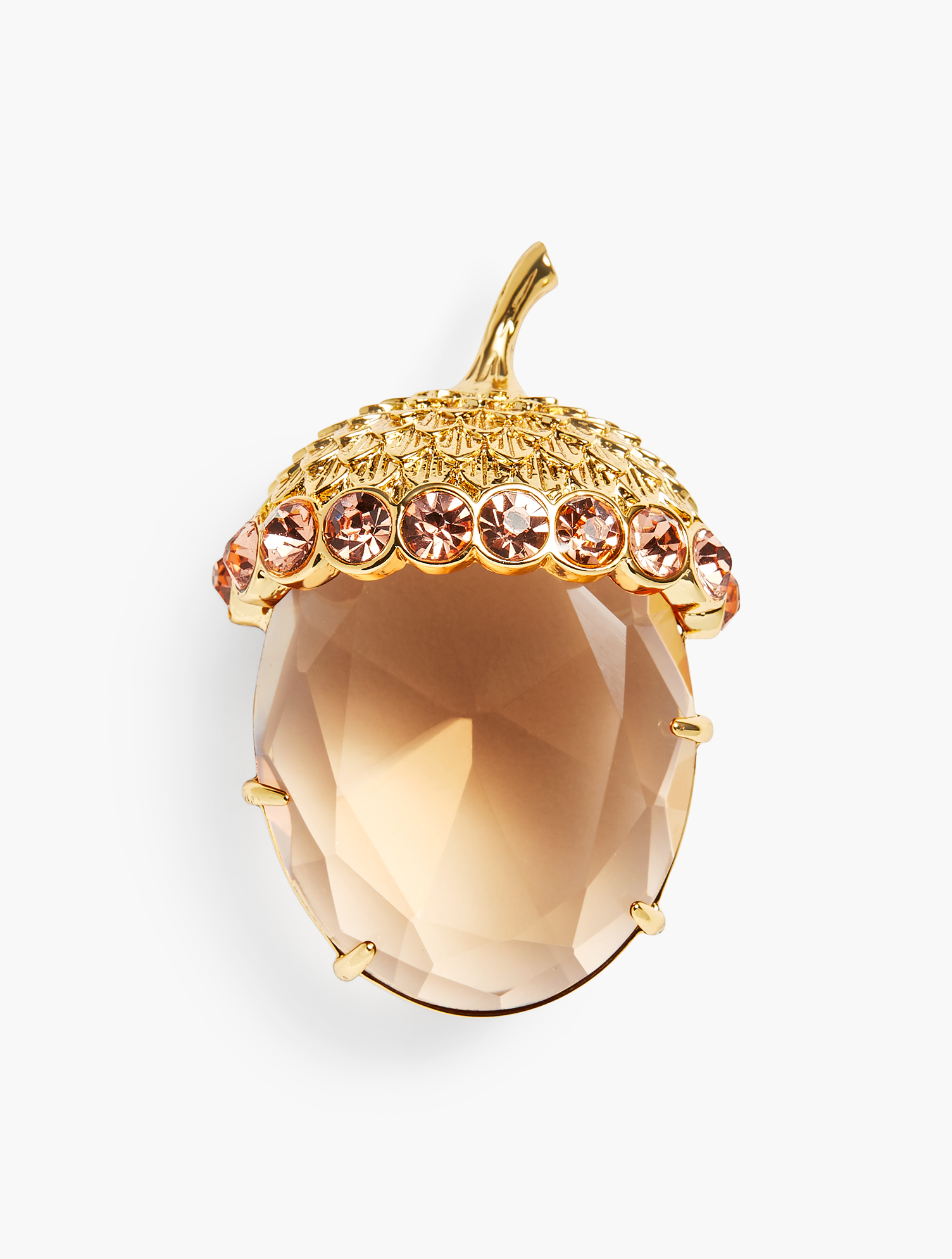 Talbots Acorn Branch Brooch | Liberty Center Talbots Gold-Tone Amber Crystal Acorn Brooch display picture 1