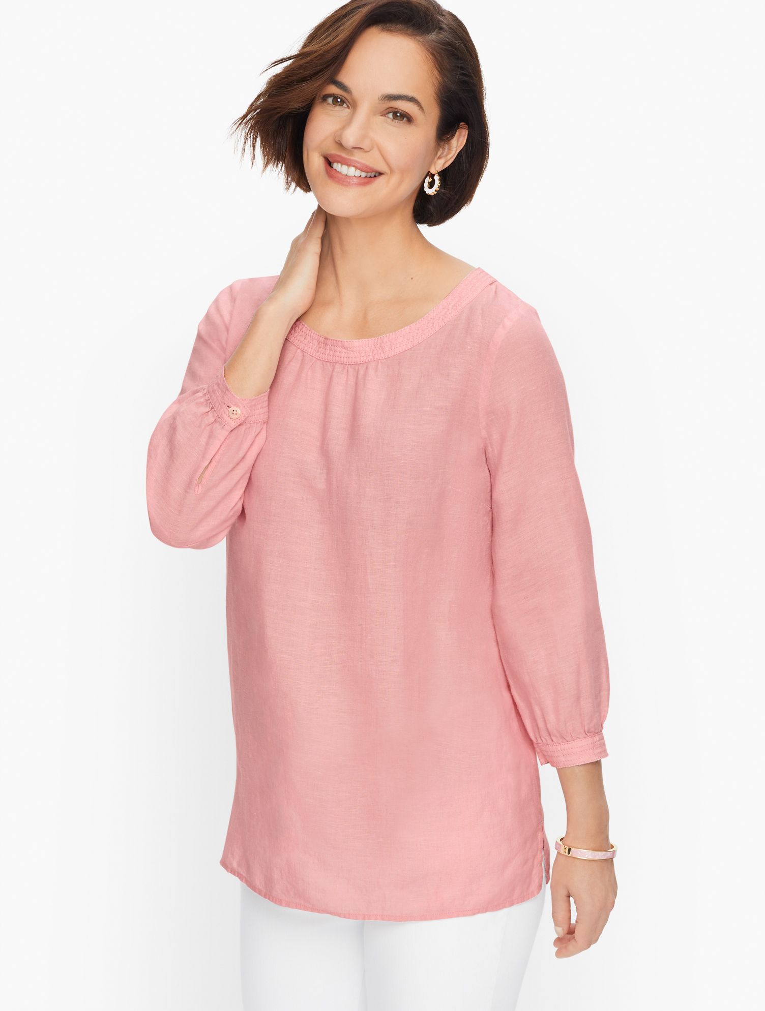 Linen Button-Back Blouse - Cross Dyed | Talbots