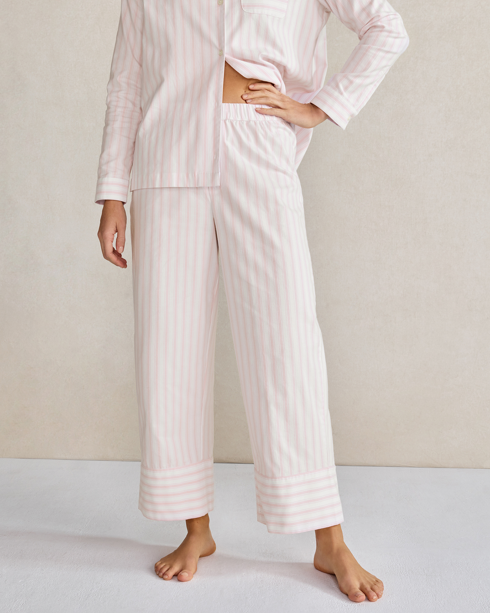 Talbots Organic Cotton Flannel Striped Pajama Pants - Lilac/white - Xs