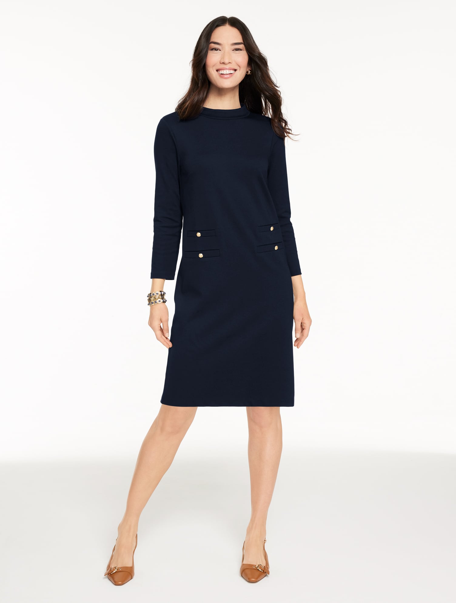 Effortless Jersey Shift Dress - Royal Medallion | Talbots