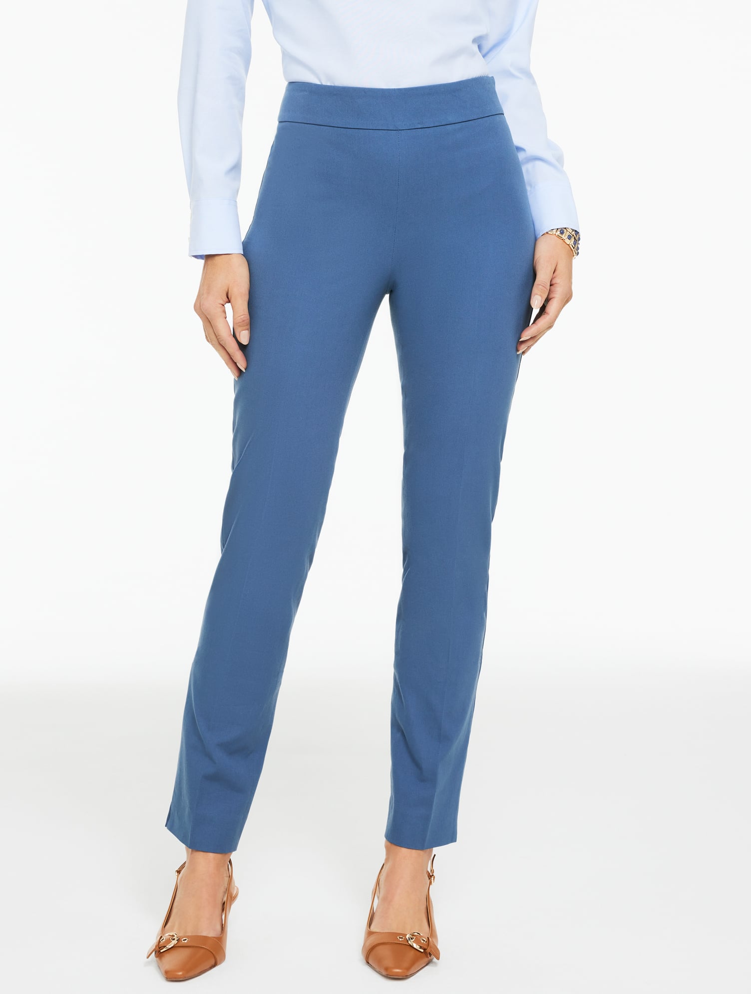 Talbots Chatham Cotton Bi-Stretch Slim Ankle Pants - Solid - Navy Blue Dusk - 10