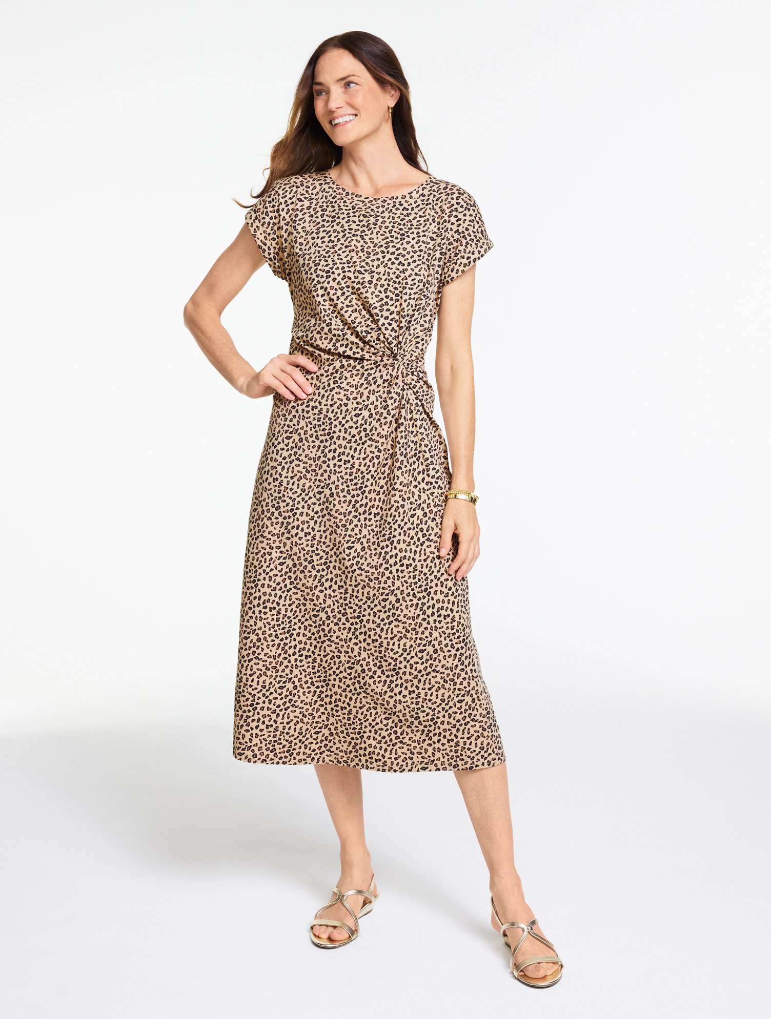 Ruched Jersey Dress - Tricolor Cheetah