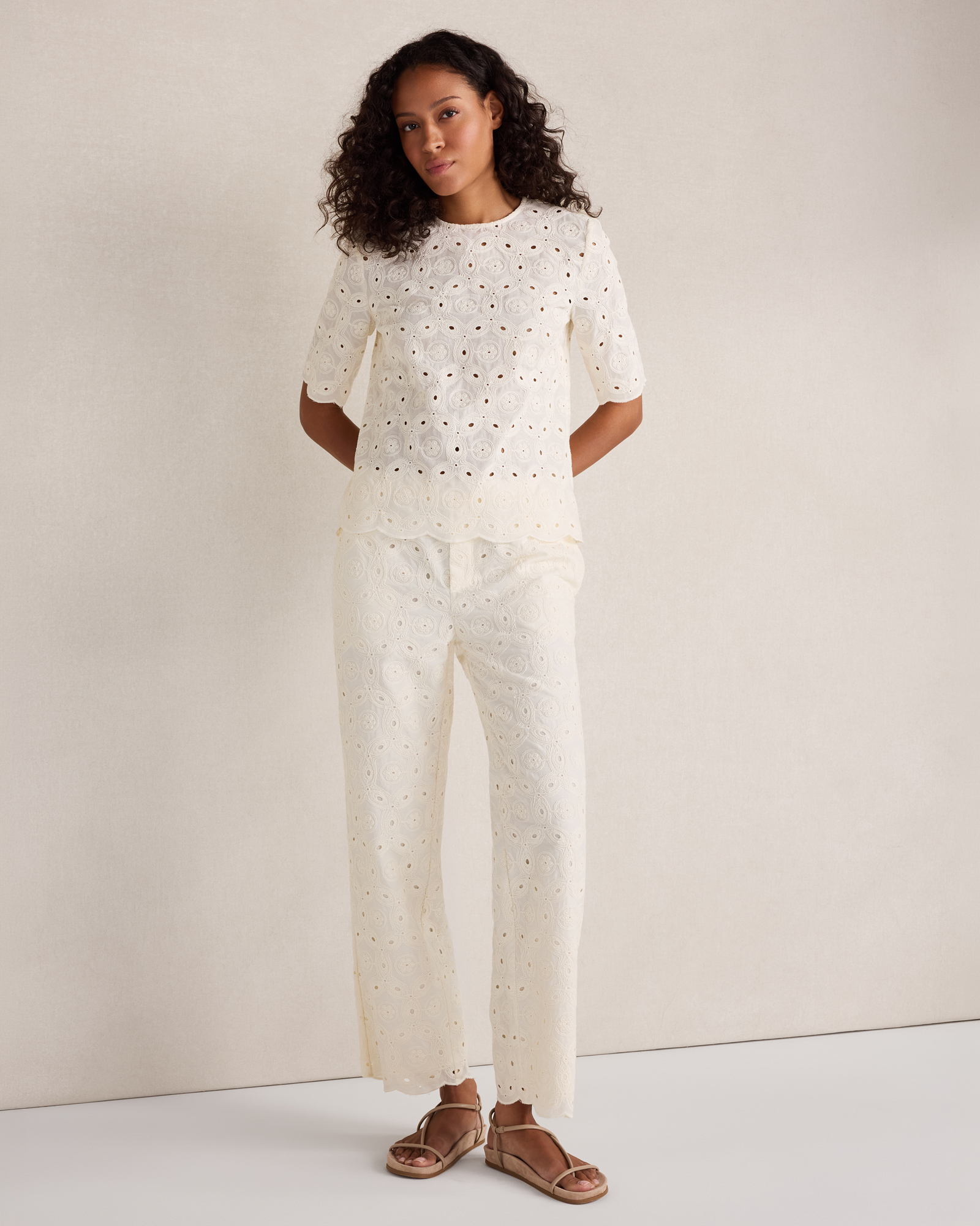 Organic Cotton Eyelet Pants