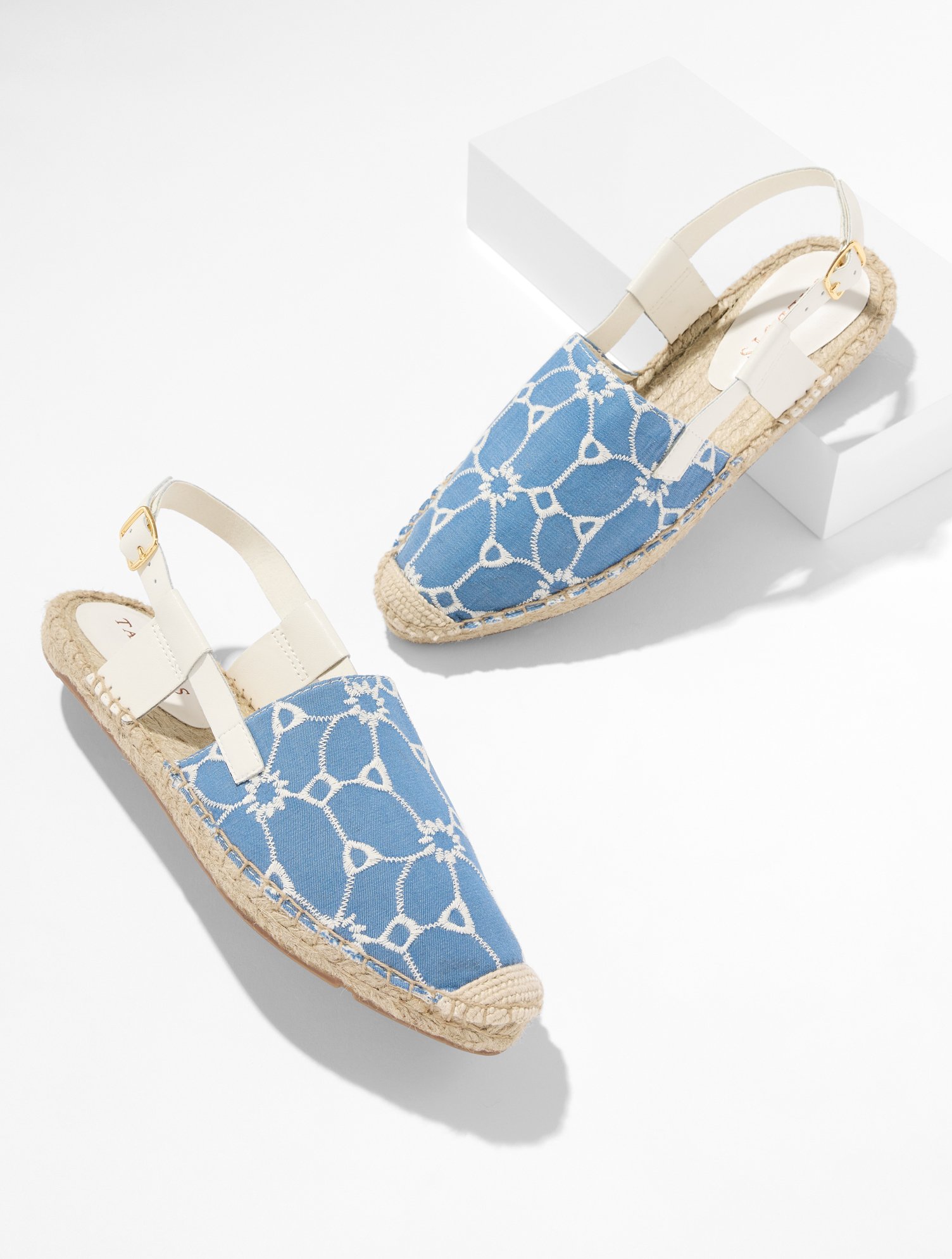 Isla Floral Chambray Espadrille Slingback Flats