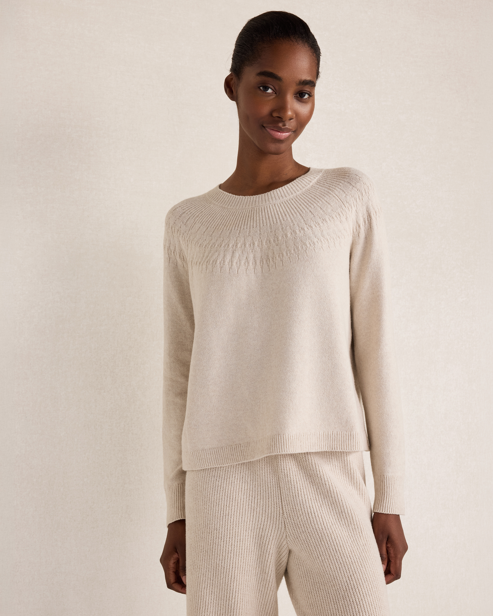 Cotton Blend Fair Isle Stitch Sweater