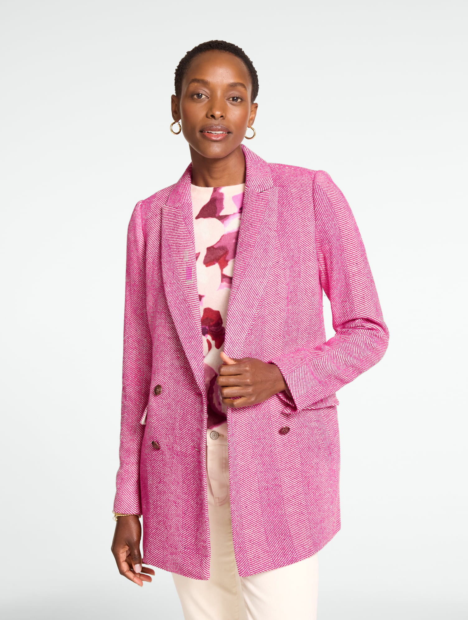 Double Breasted Blazer - Candy Herringbone