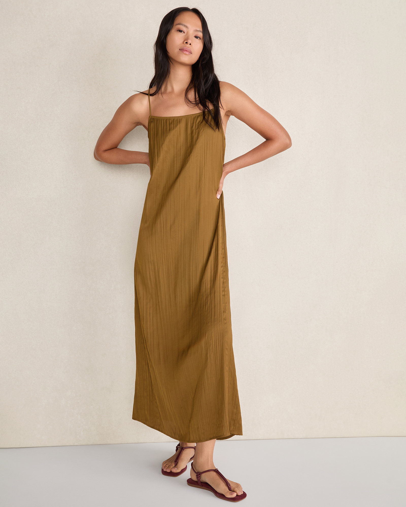selected femme pleated maxi dress Silky Pleated Maxi Dress