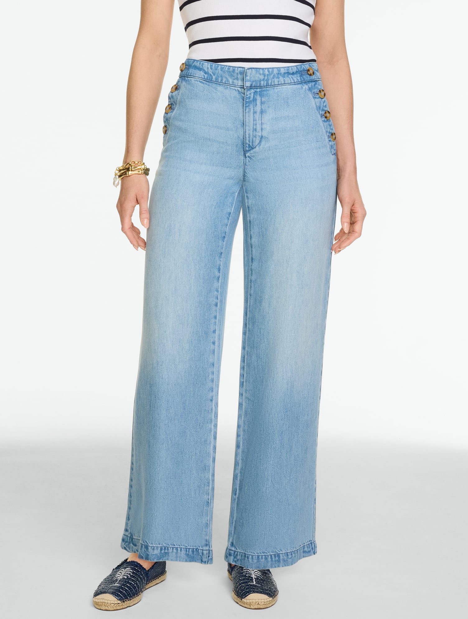 Relaxed Wide Leg Sailor Jeans - Lucerne Wash