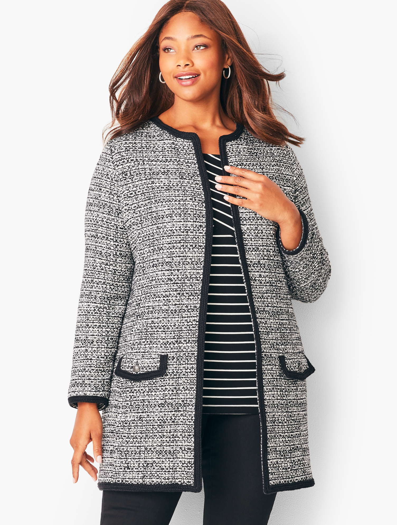 Textured Tweed Sweater Jacket | Talbots