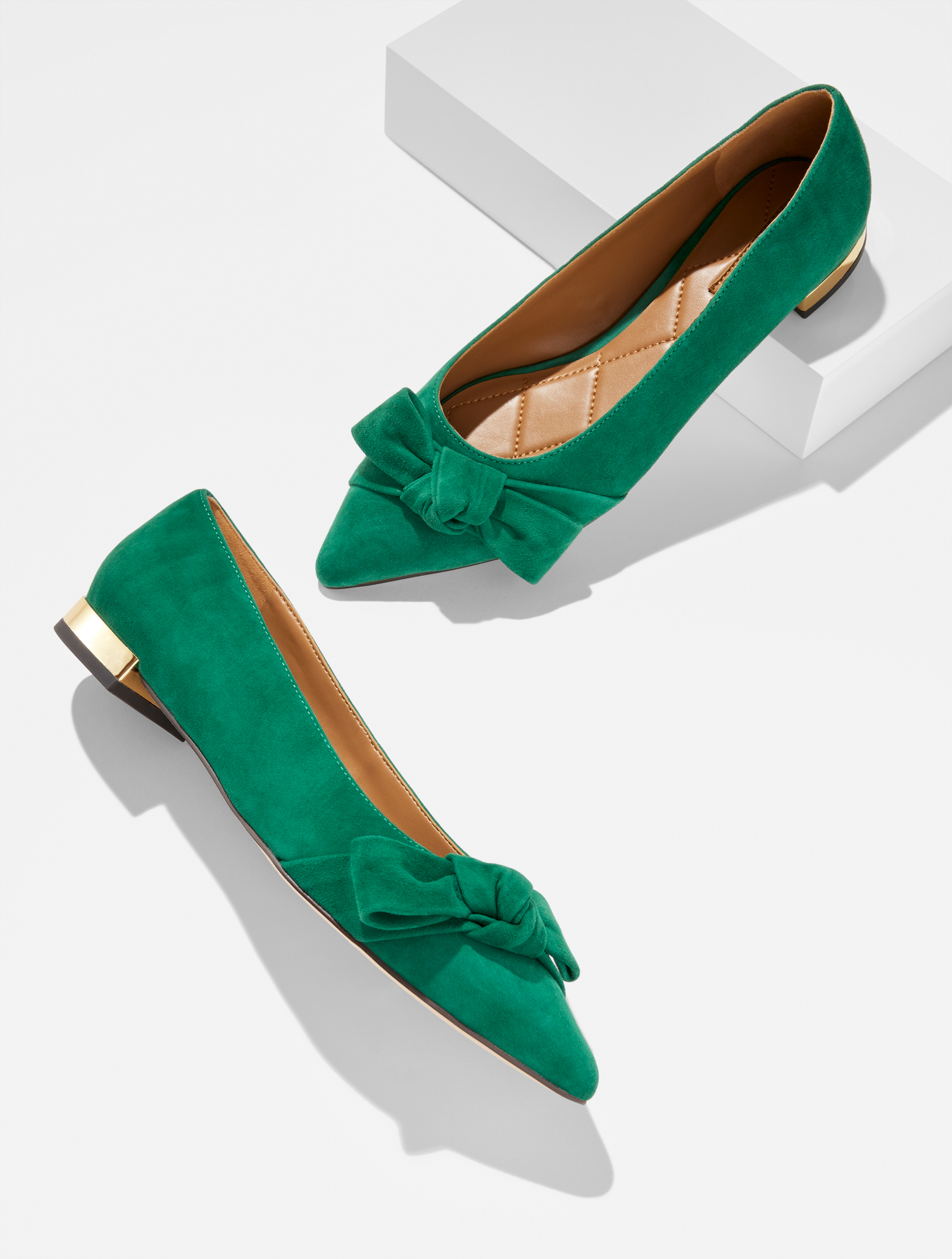 Talbots Portia Bow Suede Flats - Highland Green - 10 1/2 M  In Green