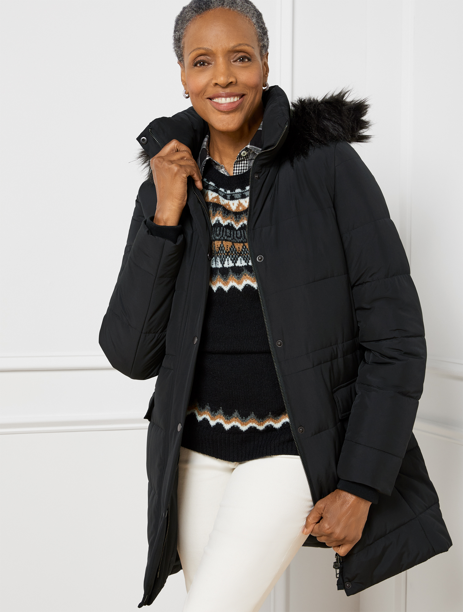 Faux Fur Trim Hooded Alternative Down Parka | Talbots