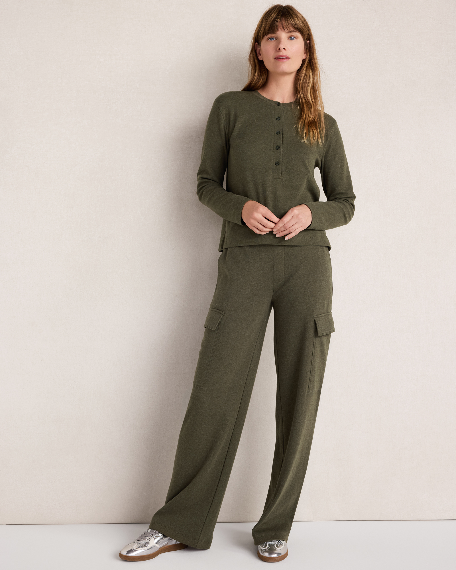Organic Cotton Interlock Straight Leg Cargo Pants