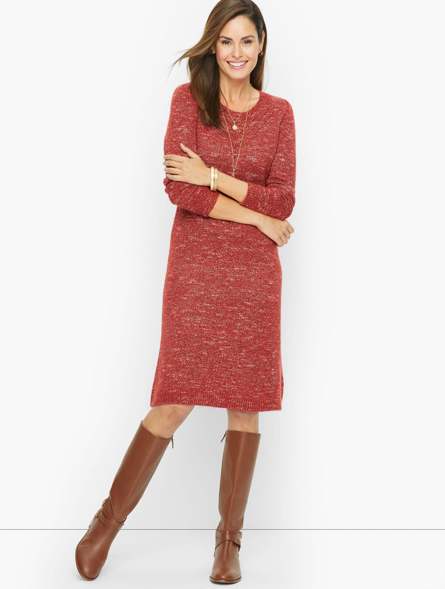 Pointelle Knit Shift Sweater Dress | Talbots