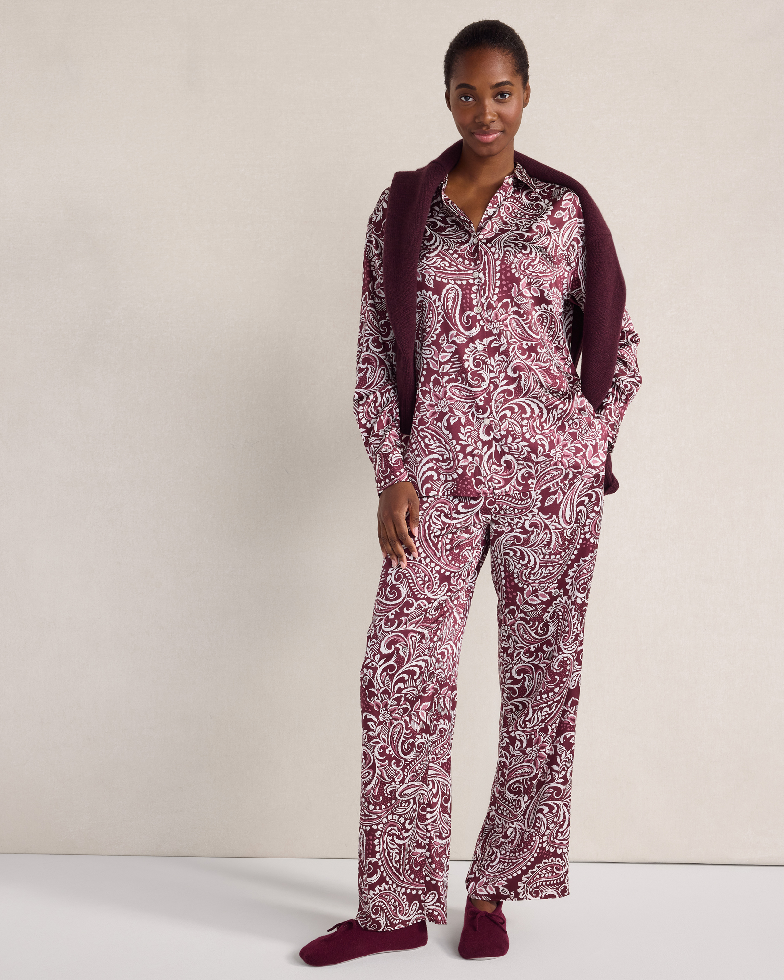Washable Silk Paisley Pajama Pants