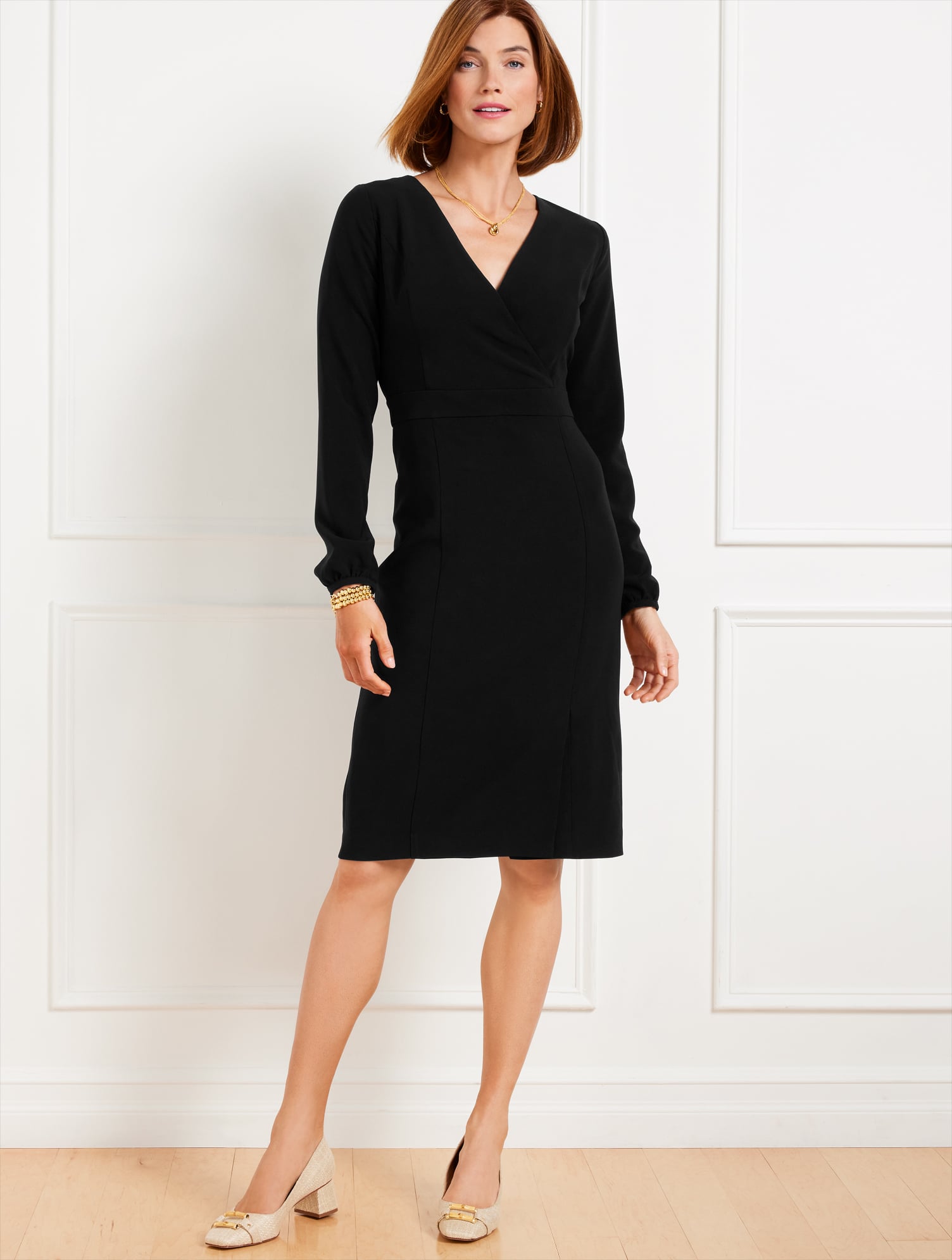 black travel dress with sleeves Jane Classic Black Long Sleeve Bodycon Midi Dress for Women, Polyester and Elastane, XL