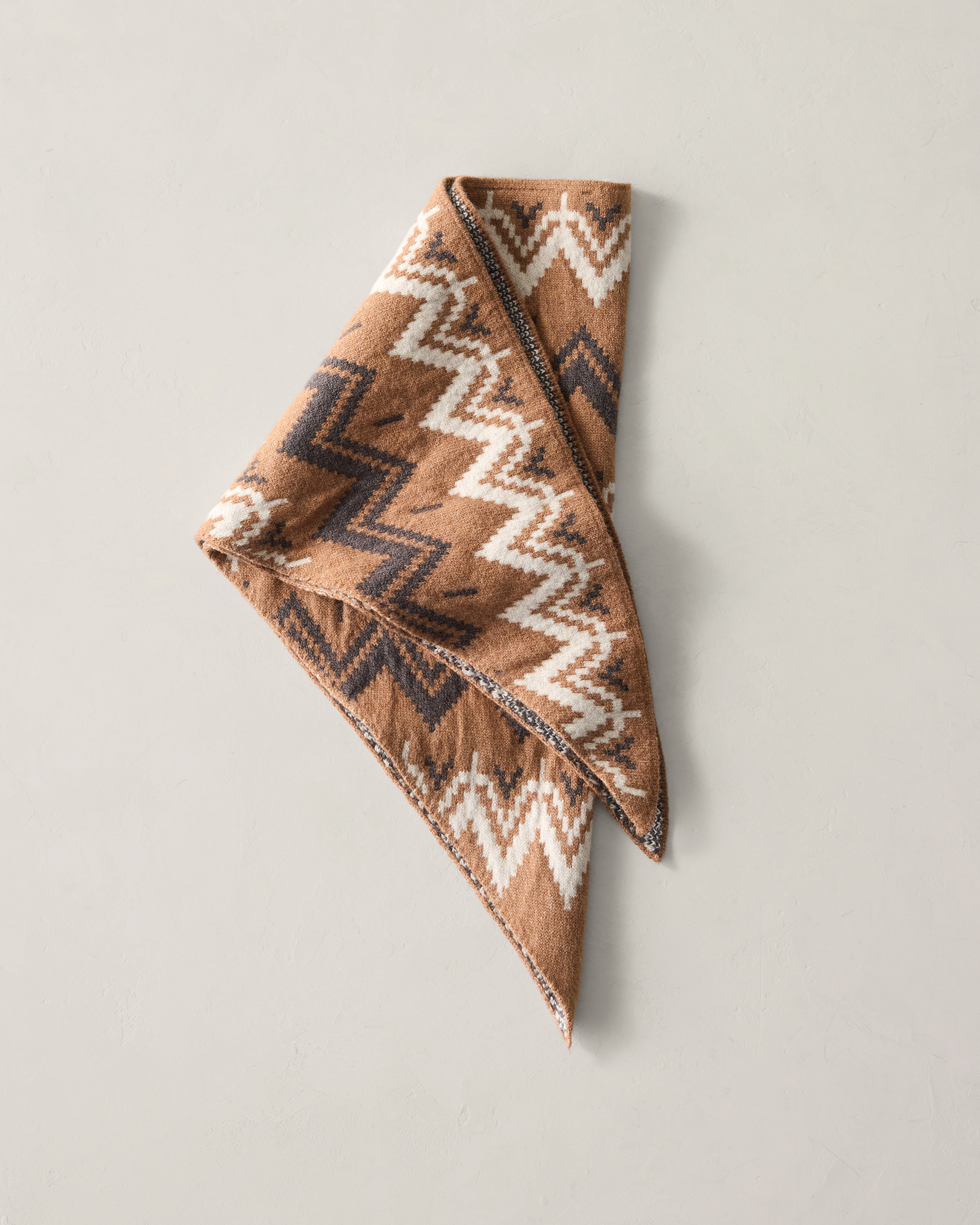 Cotton Blend Fair Isle Triangle Scarf