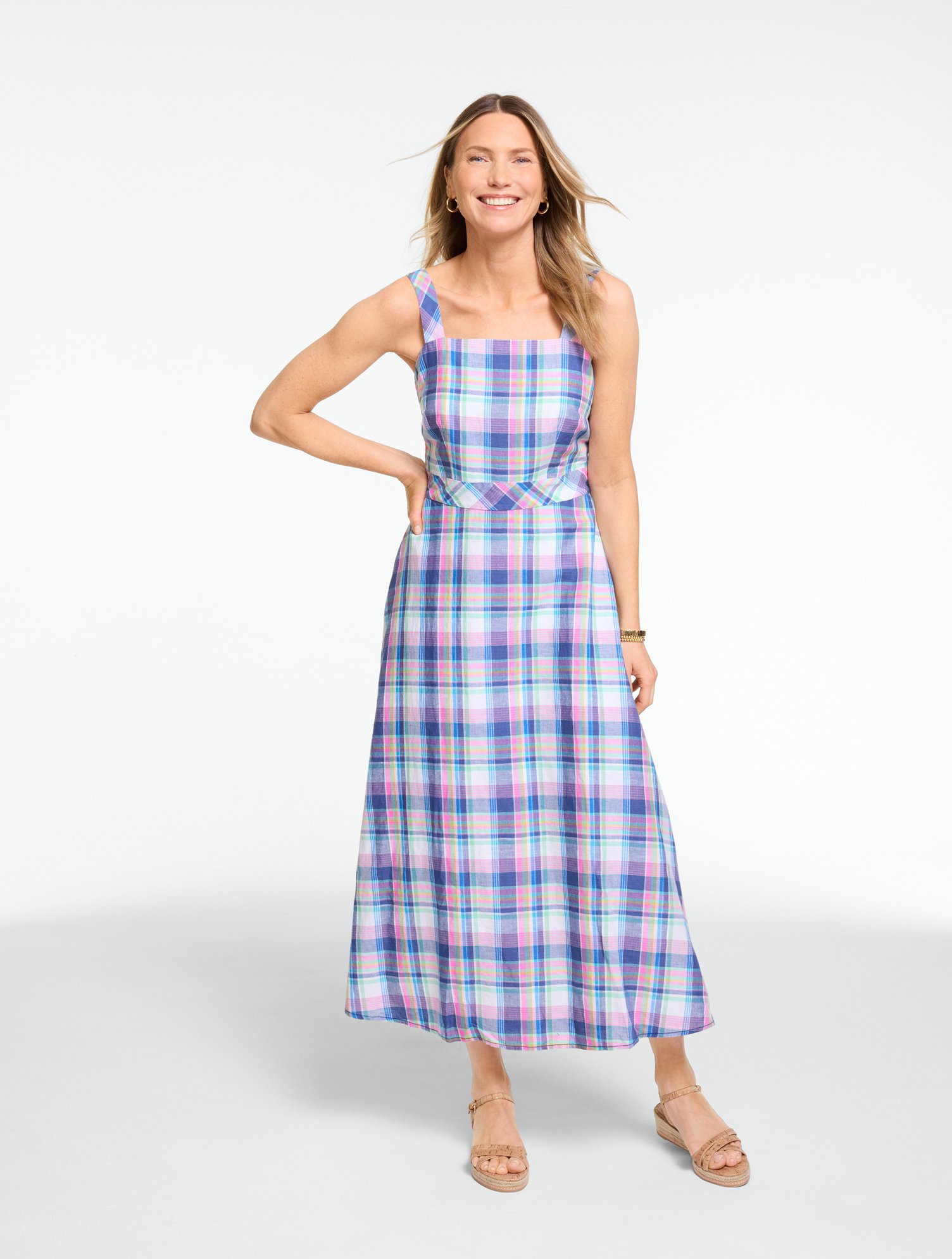 Sleeveless Fit & Flare Dress - Fresh Madras