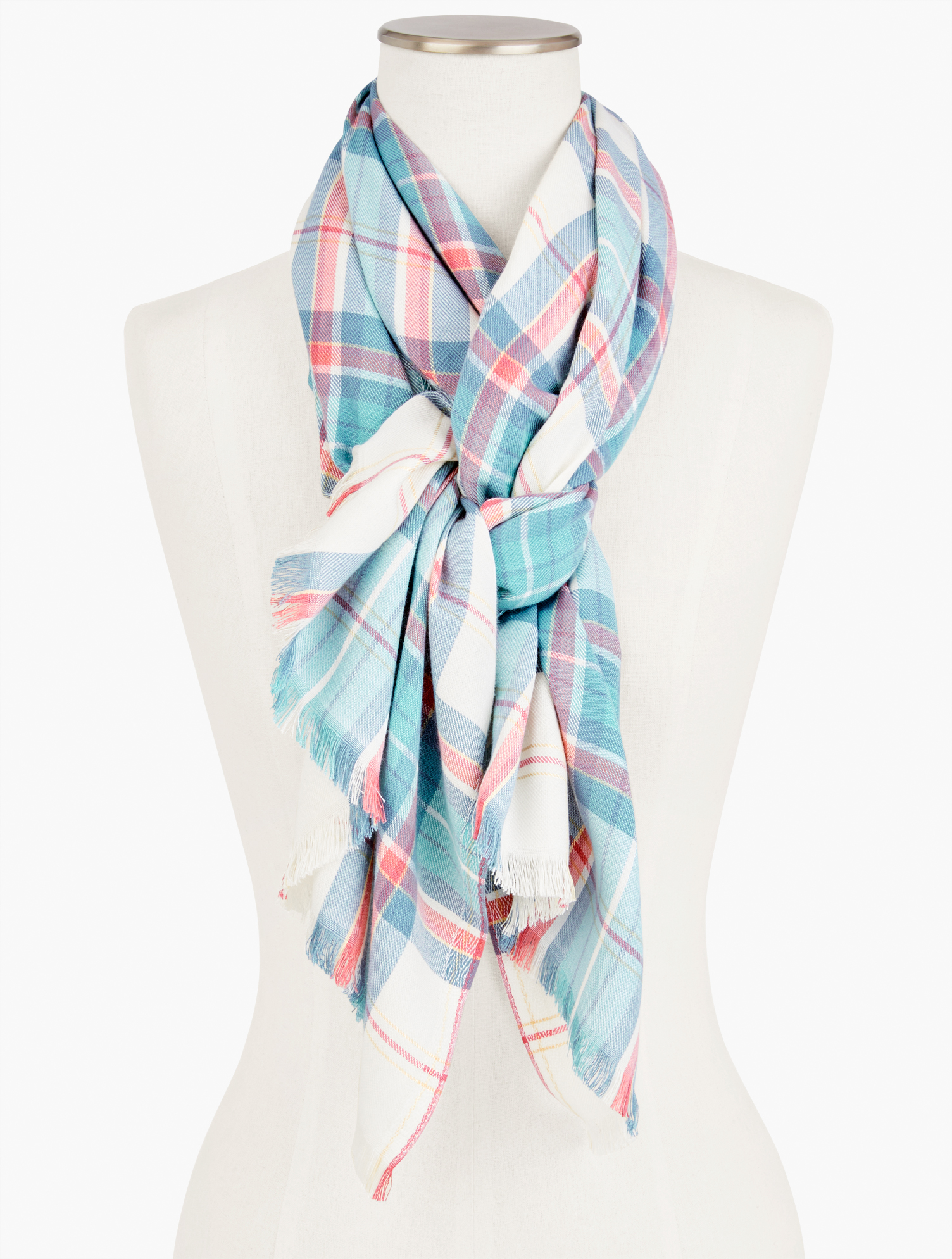 Talbots Party Plaid Oblong Scarf - Ivory - 001