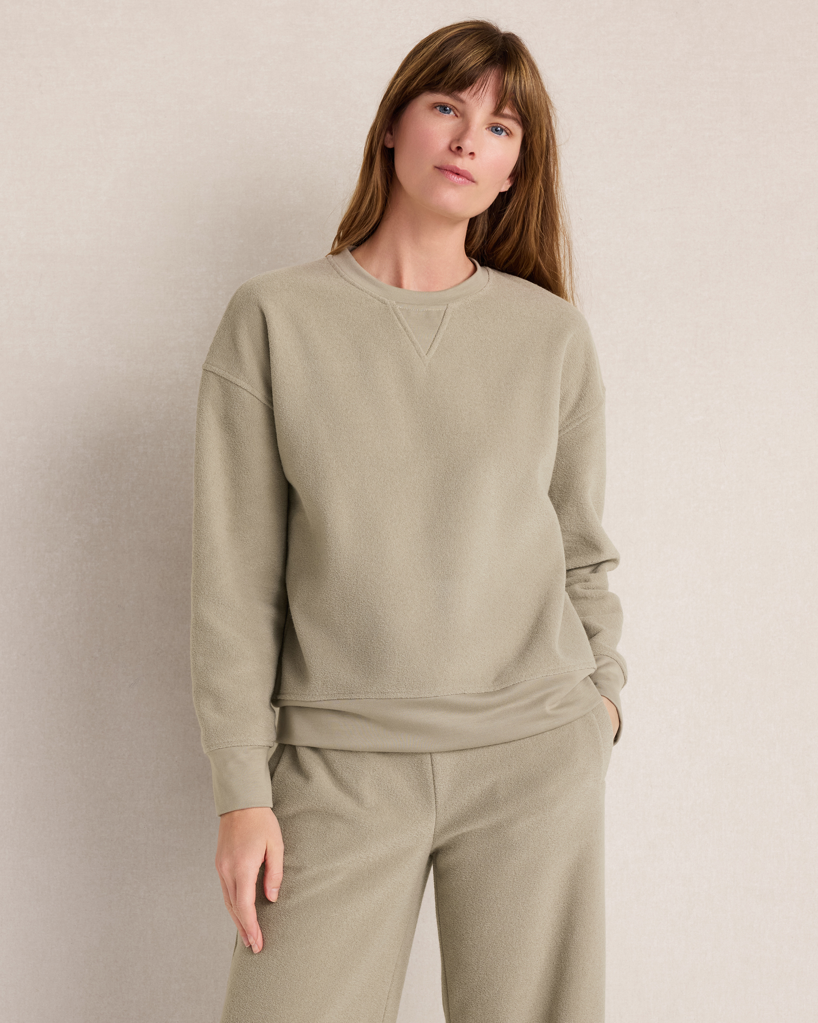 Brushed Terry Crewneck Pullover