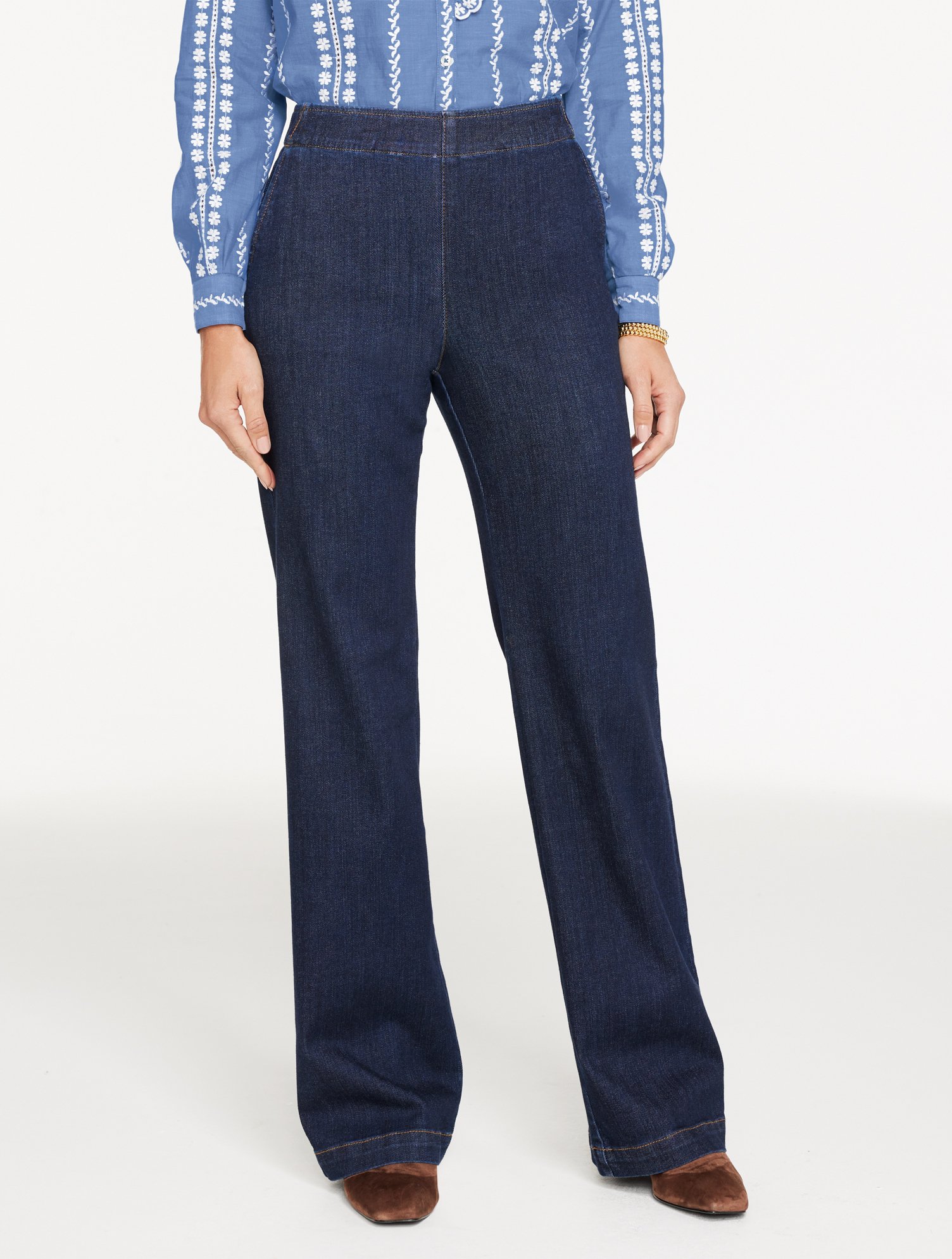 Trouser Pull-On Travel Jeans - Deauville Wash