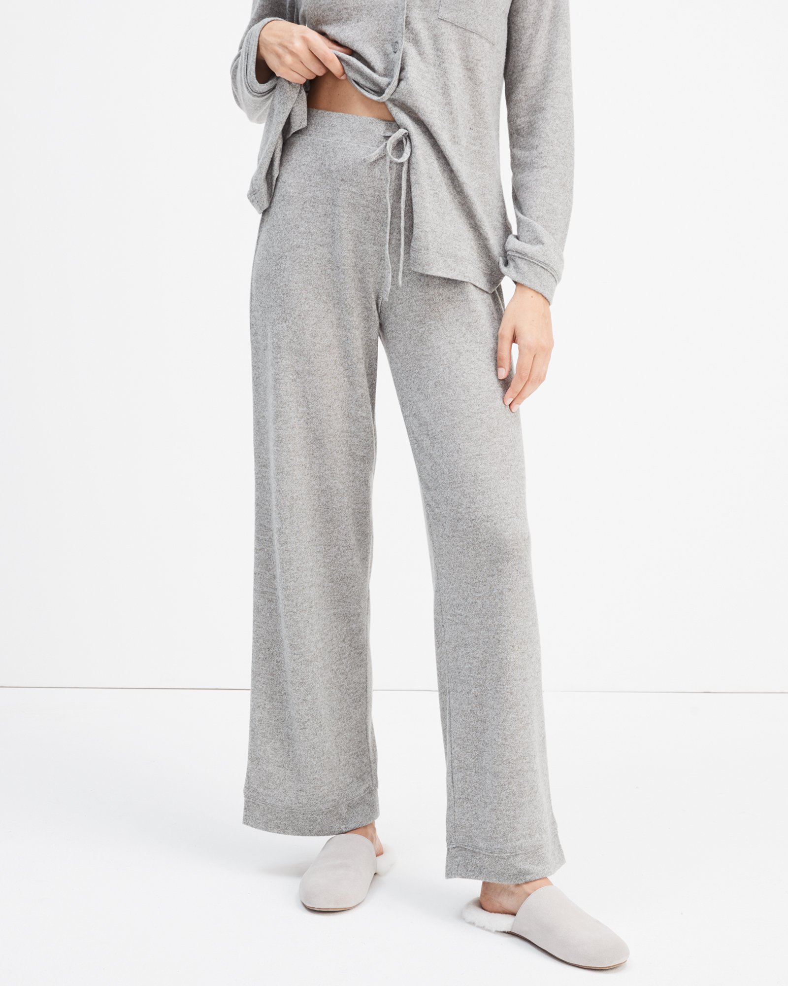 Talbots Marled Knit Pajama Pants - Grey Sky Heather - Xs  In Gray