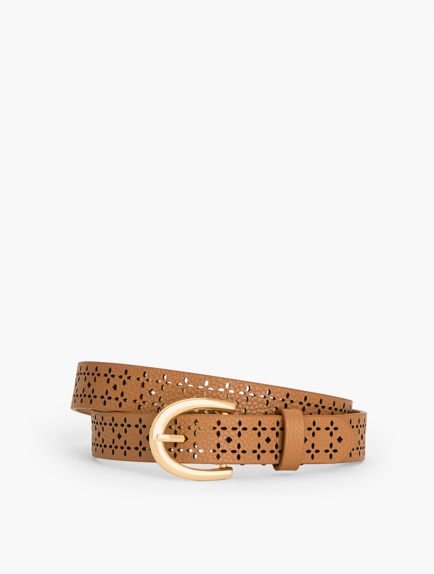 Perforated Pebble Leather Belt | Talbots display picture 2