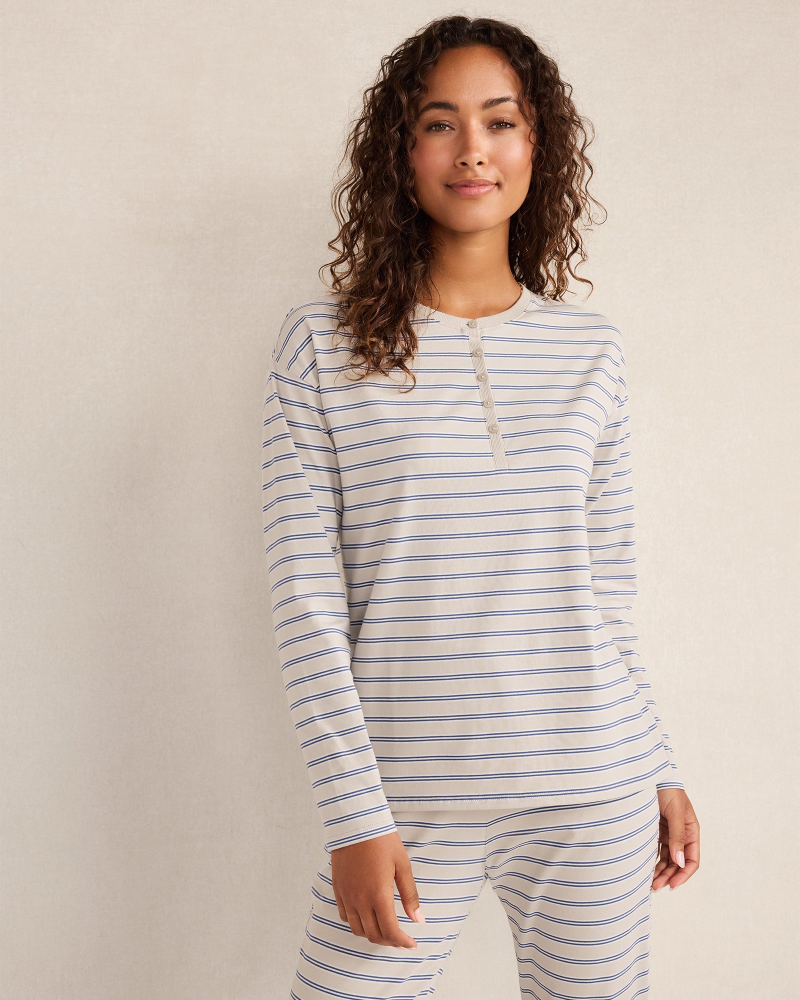 Organic Cotton Jersey Stripe Henley