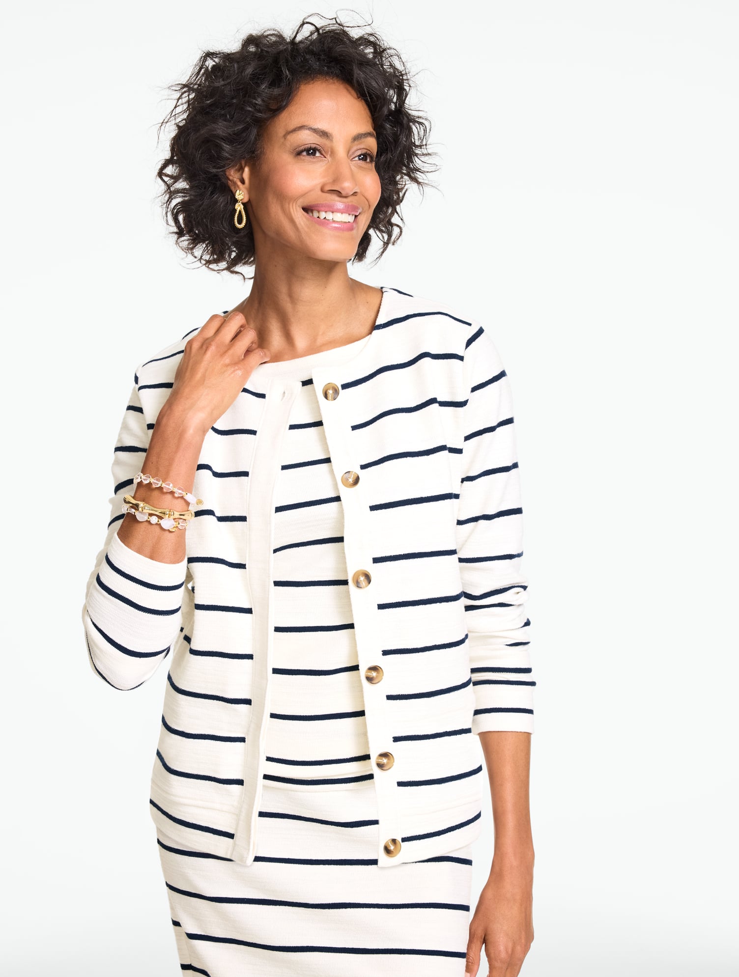 Button Shoulder Sleeveless Top - Stripe | Talbots