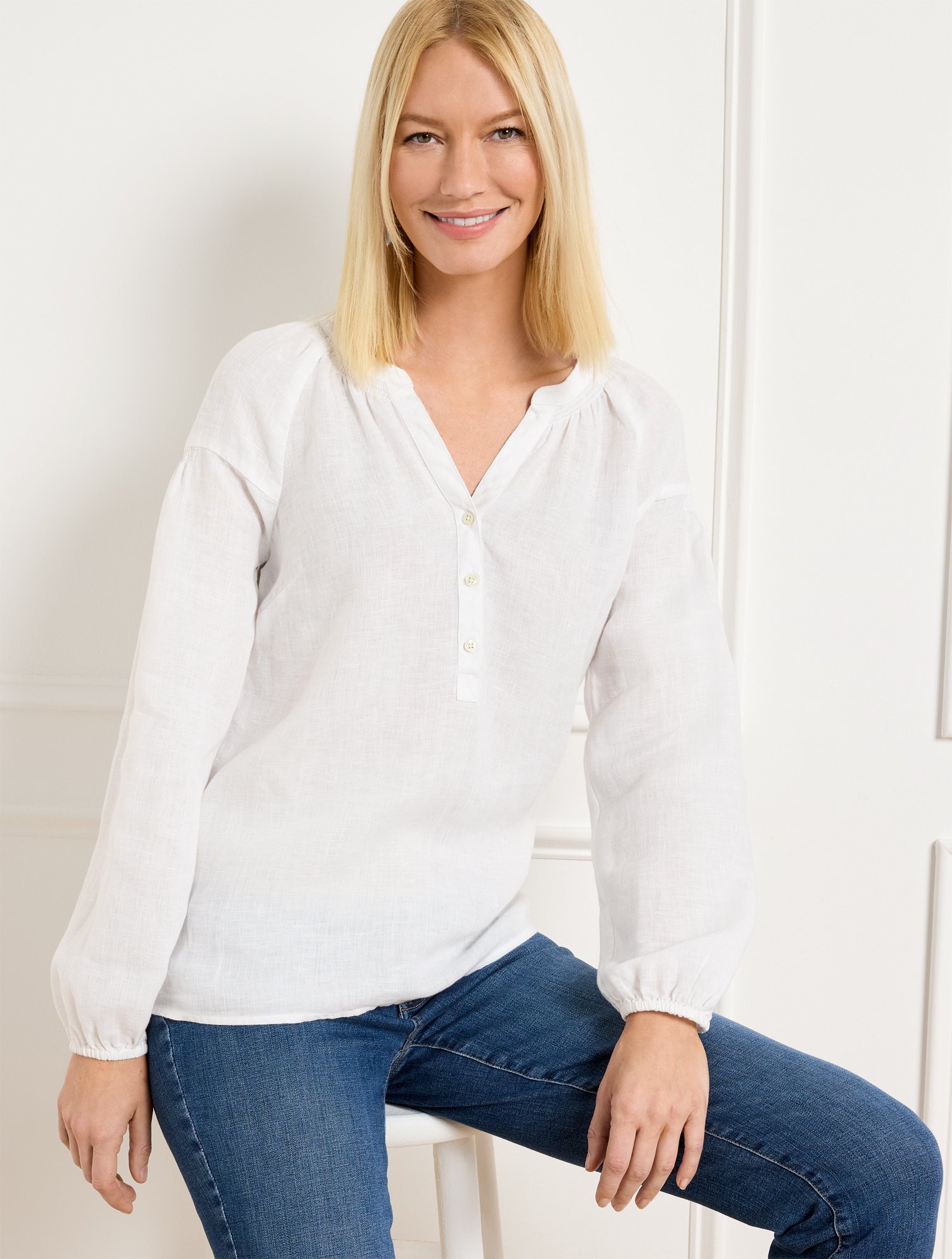 Embroidered Sleeve Top | Talbots