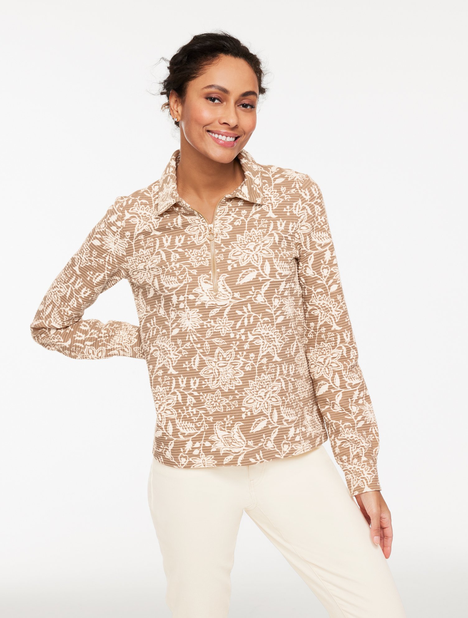 Ottoman Knit Half-Zip Pullover | Talbots