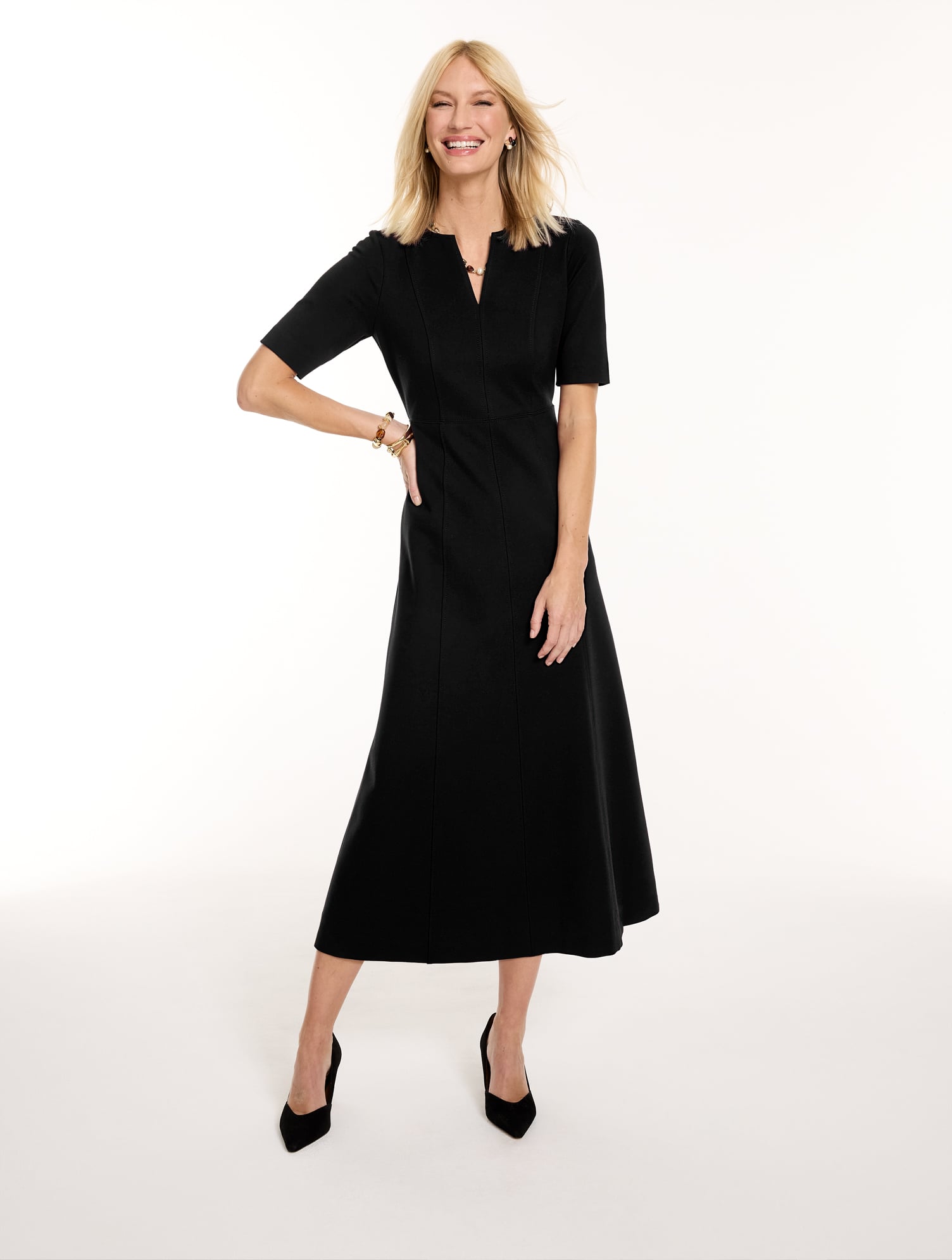 Polished Ponte Fit & Flare Dress