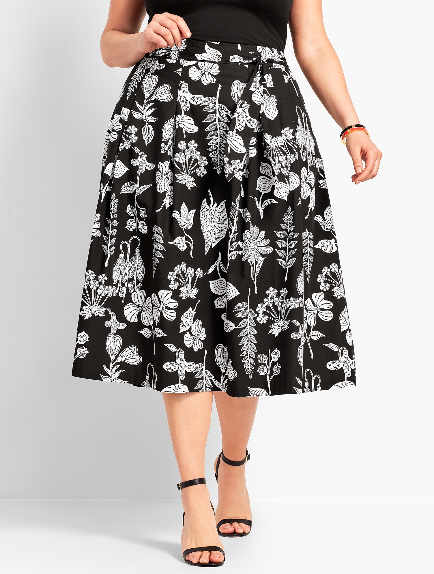 Graphic Garden Pleated Midi Skirt | Talbots