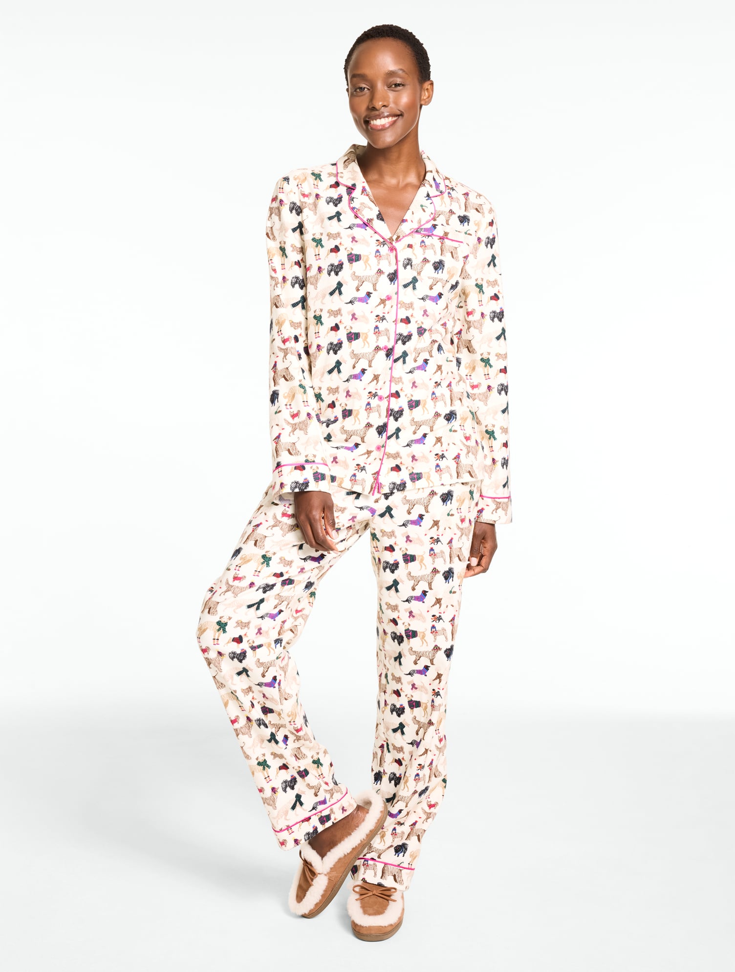 Cotton Flannel Pajama Set - Sketch Dogs