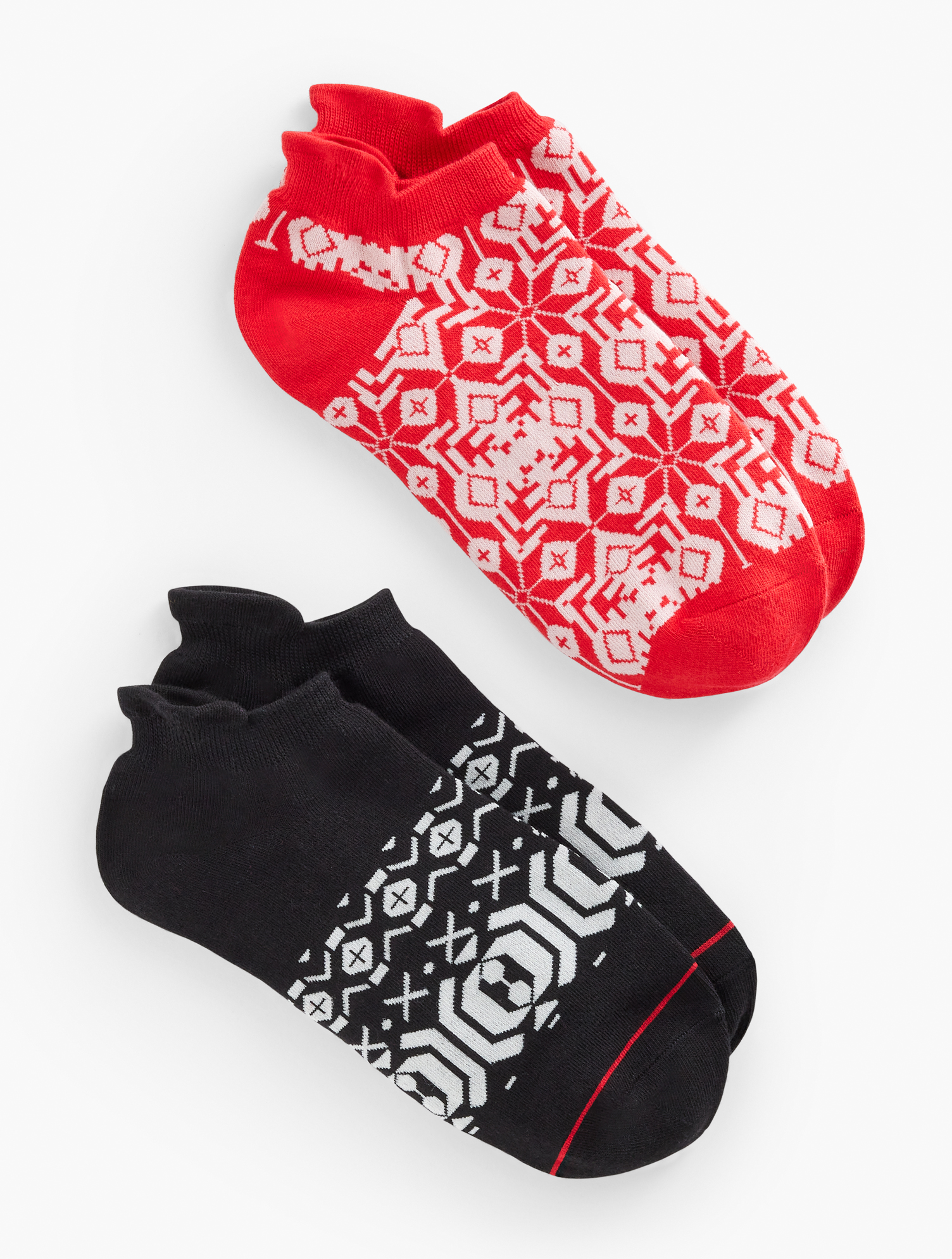 Talbots T By Geo Fair Isle 2-pack Ankle Socks - Black - 001