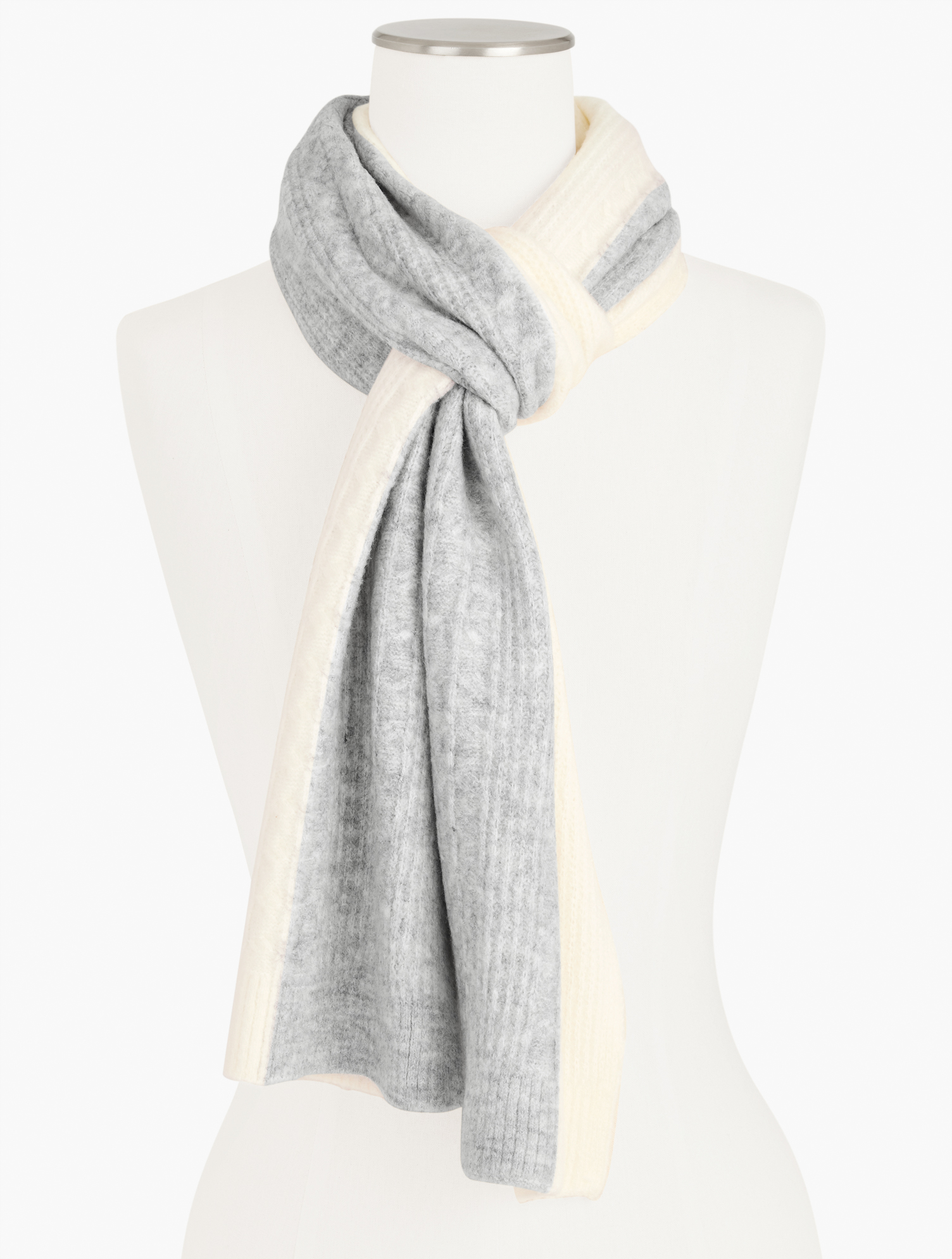 Talbots Cable Scarf - Colorblock - Ivory - 001