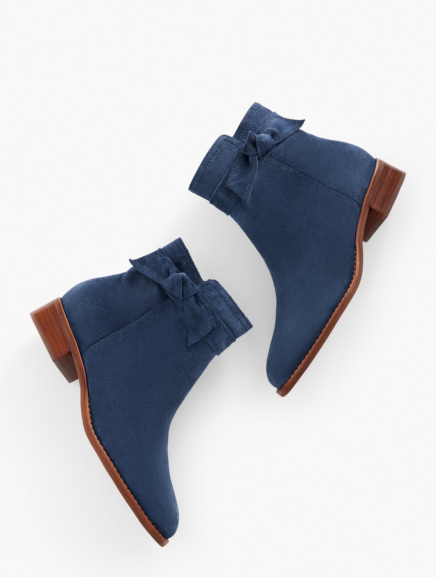 Talbots Tish Bow Ankle Boots - Suede - Blue - 11m