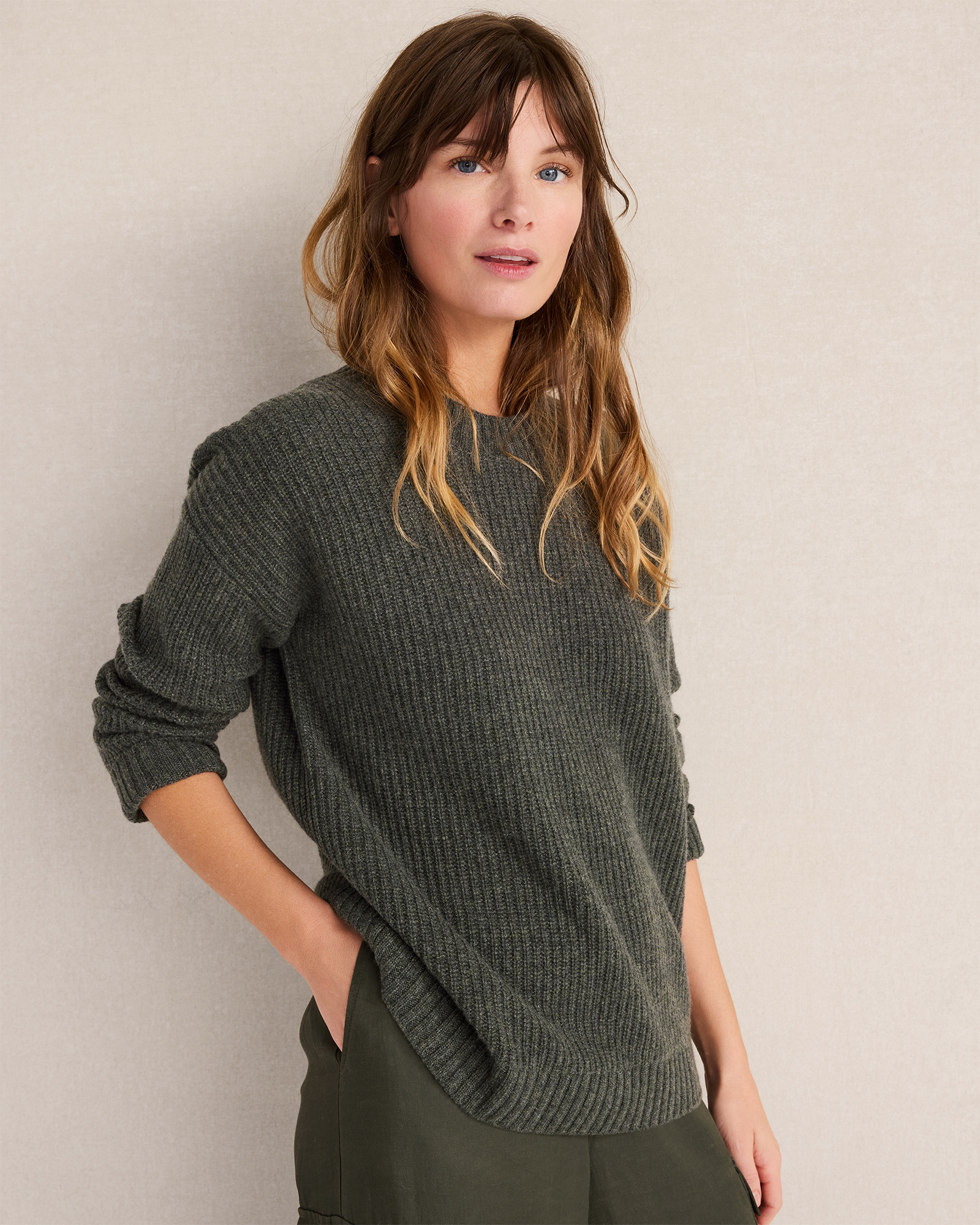 Cashmere Shaker Stitch Crewneck Sweater