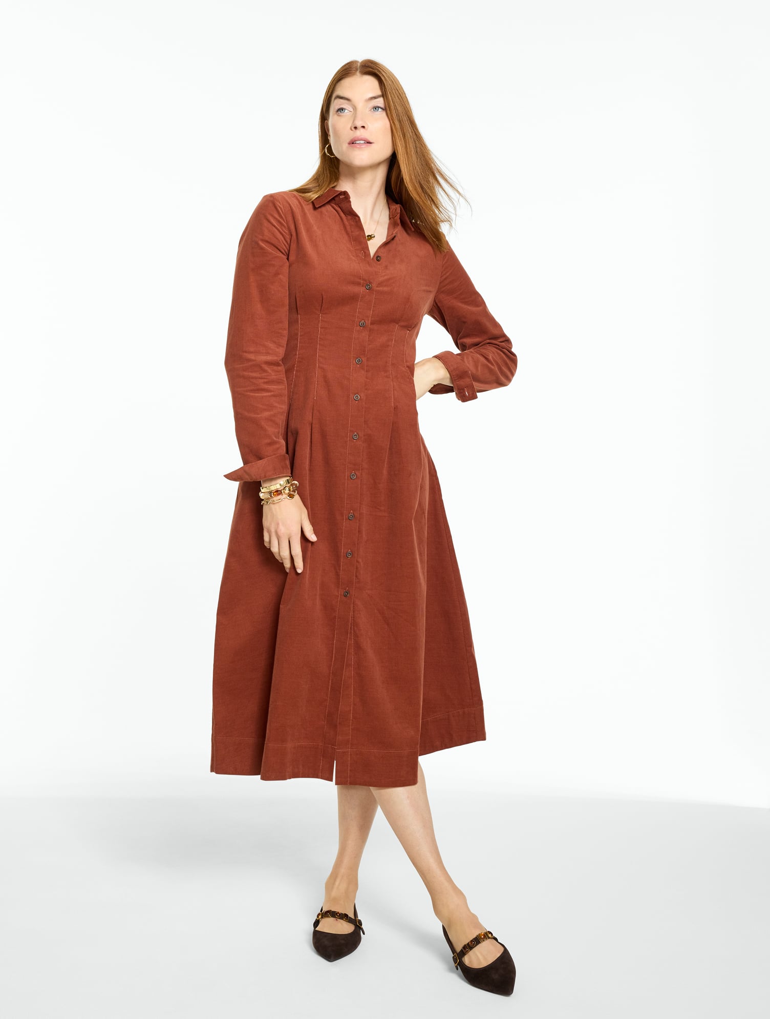 Corduroy Midi Shirtdress