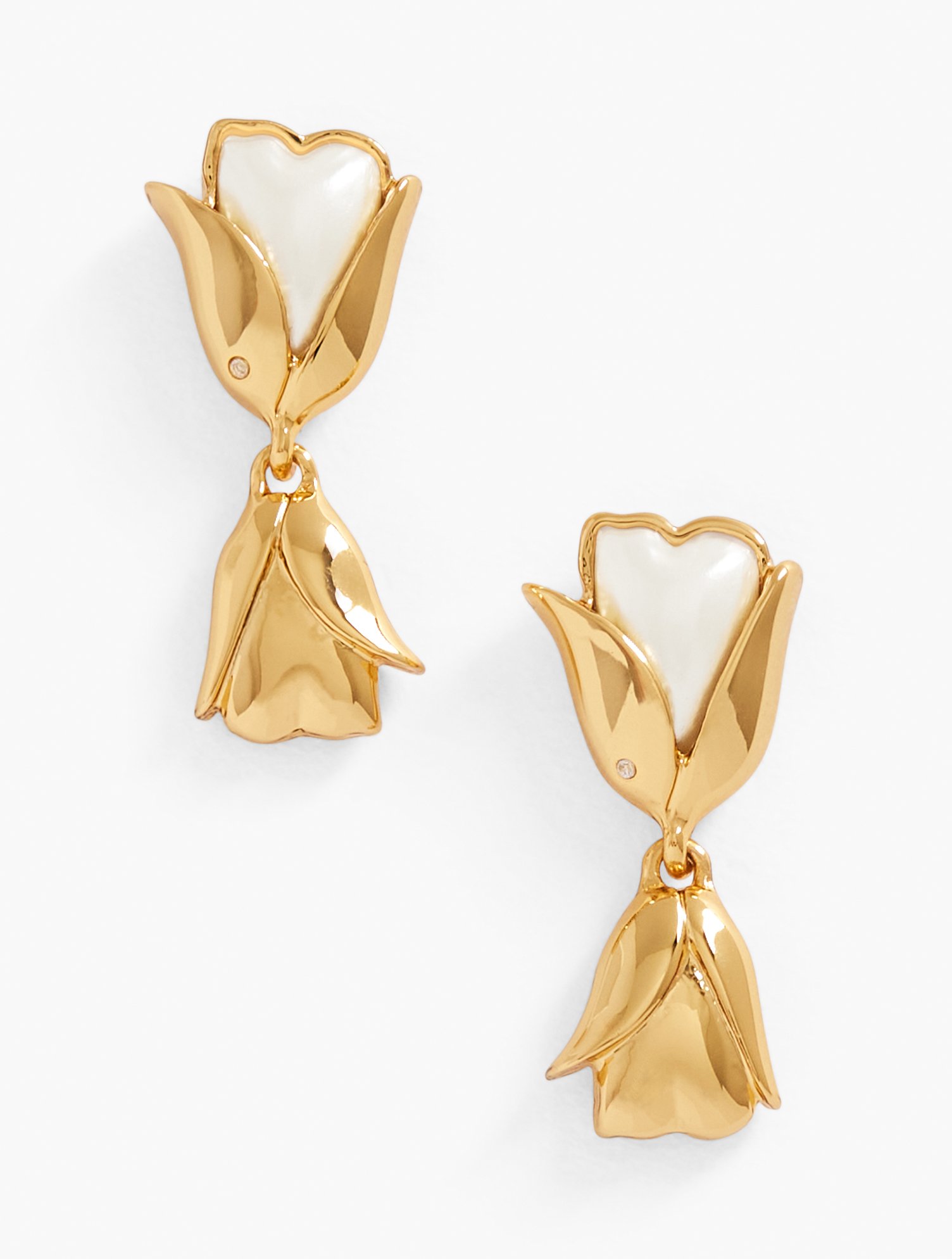 Talbots Budding Tulips Drop Earrings - Ivory Pearl/gold - 001  In Ivory Pearl,gold