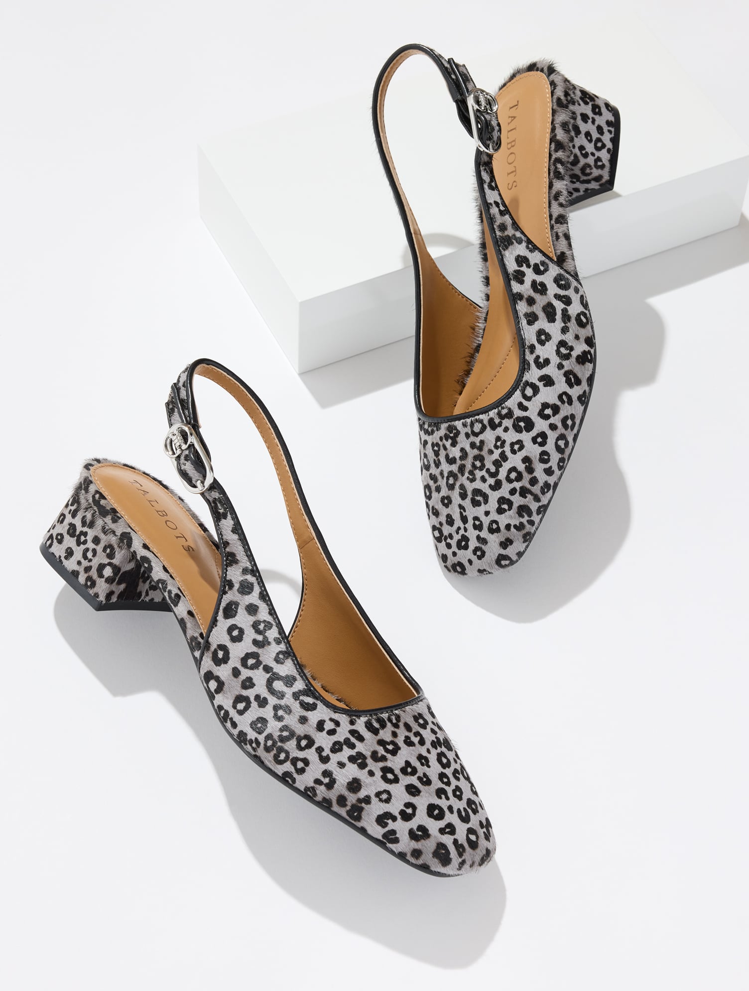 Eliana Slingback Block Heel Pumps - Leopard Calf Hair
