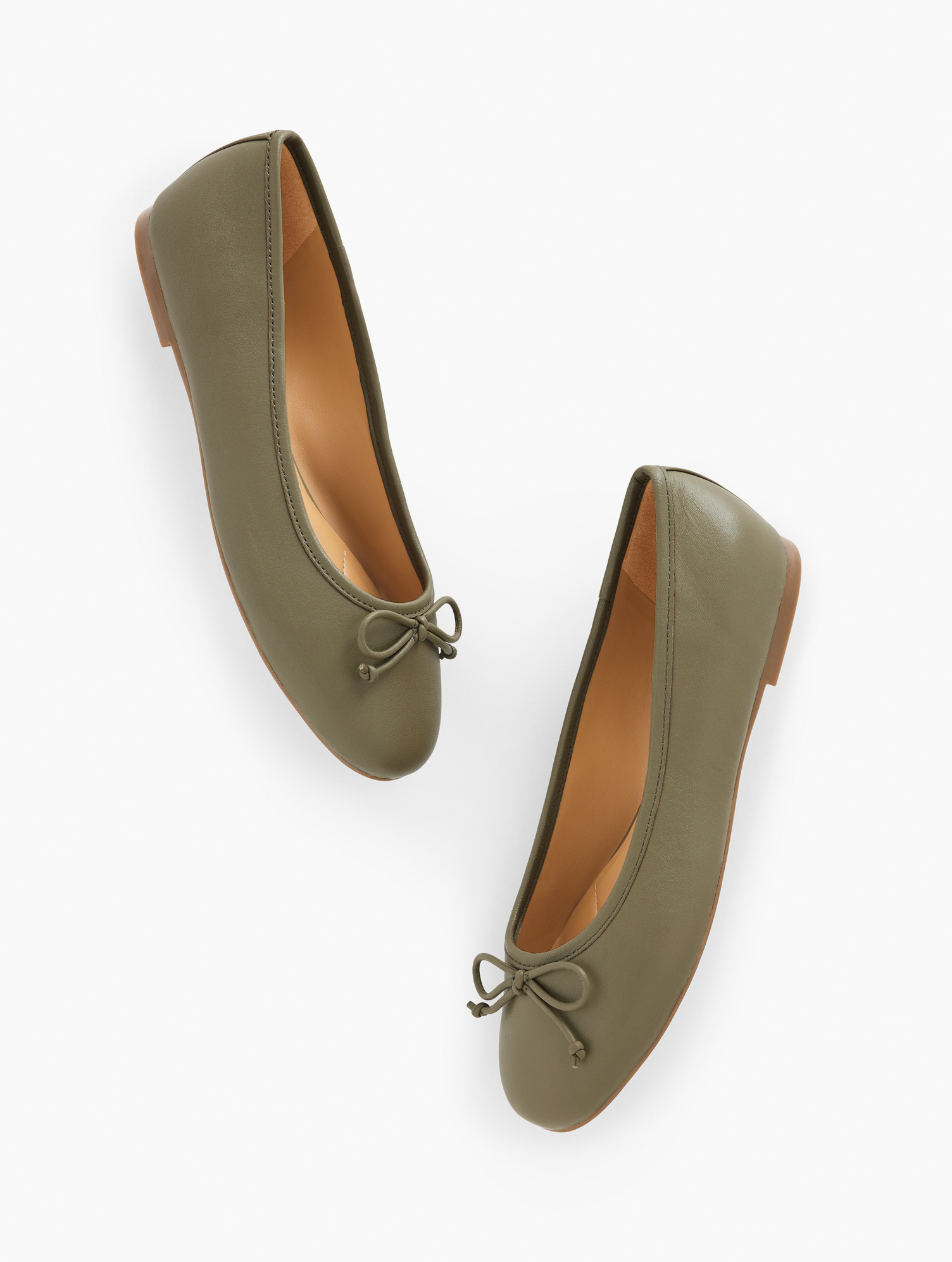 TALBOTS BLAIR SOFT NAPPA BALLET FLATS - BURNT OLIVE - 10 1/2 M TALBOTS