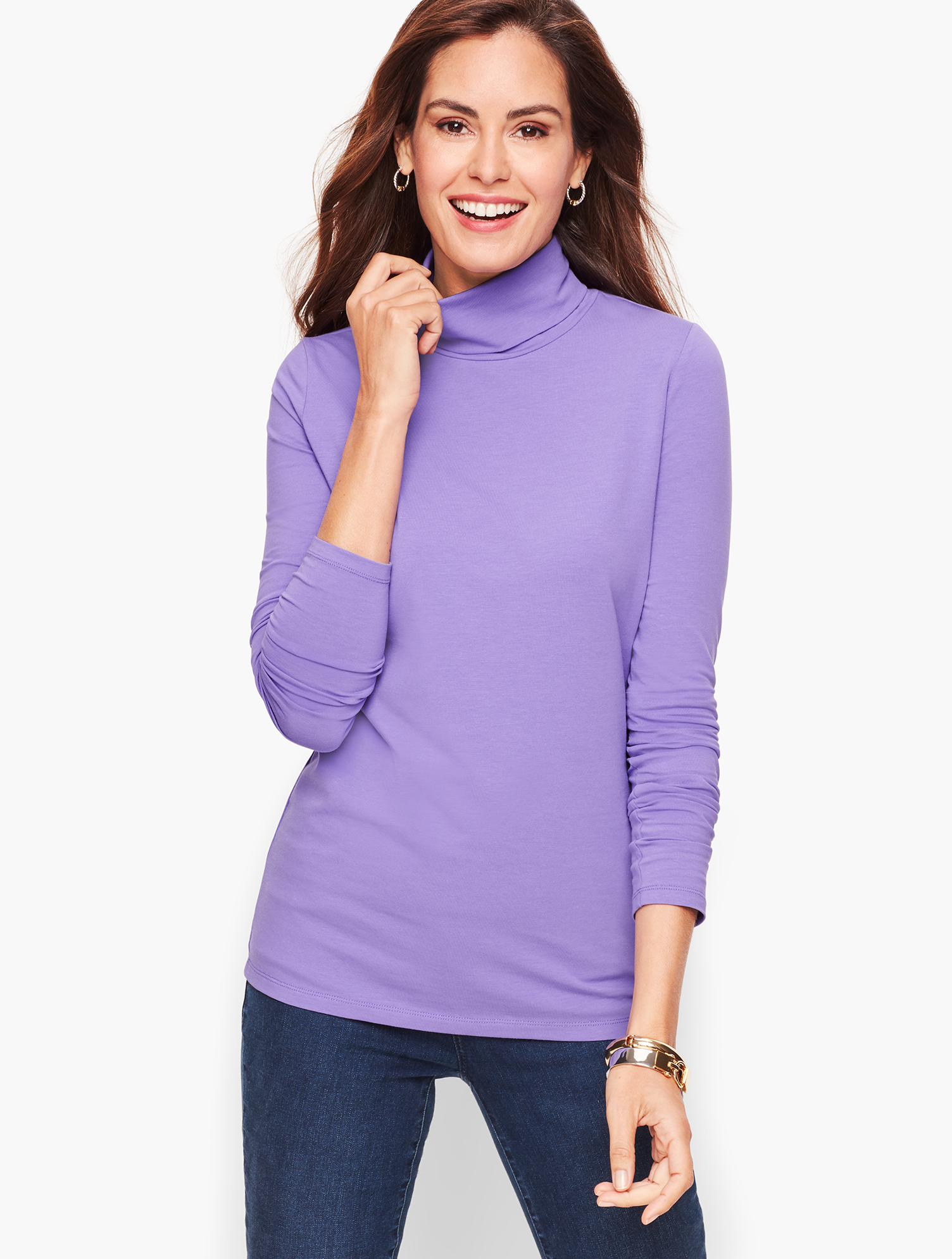 Pull Col Roulé Halogen Violet - Taille S, Manches Longues, Avec Boutons, Neuf Avec étiquette !